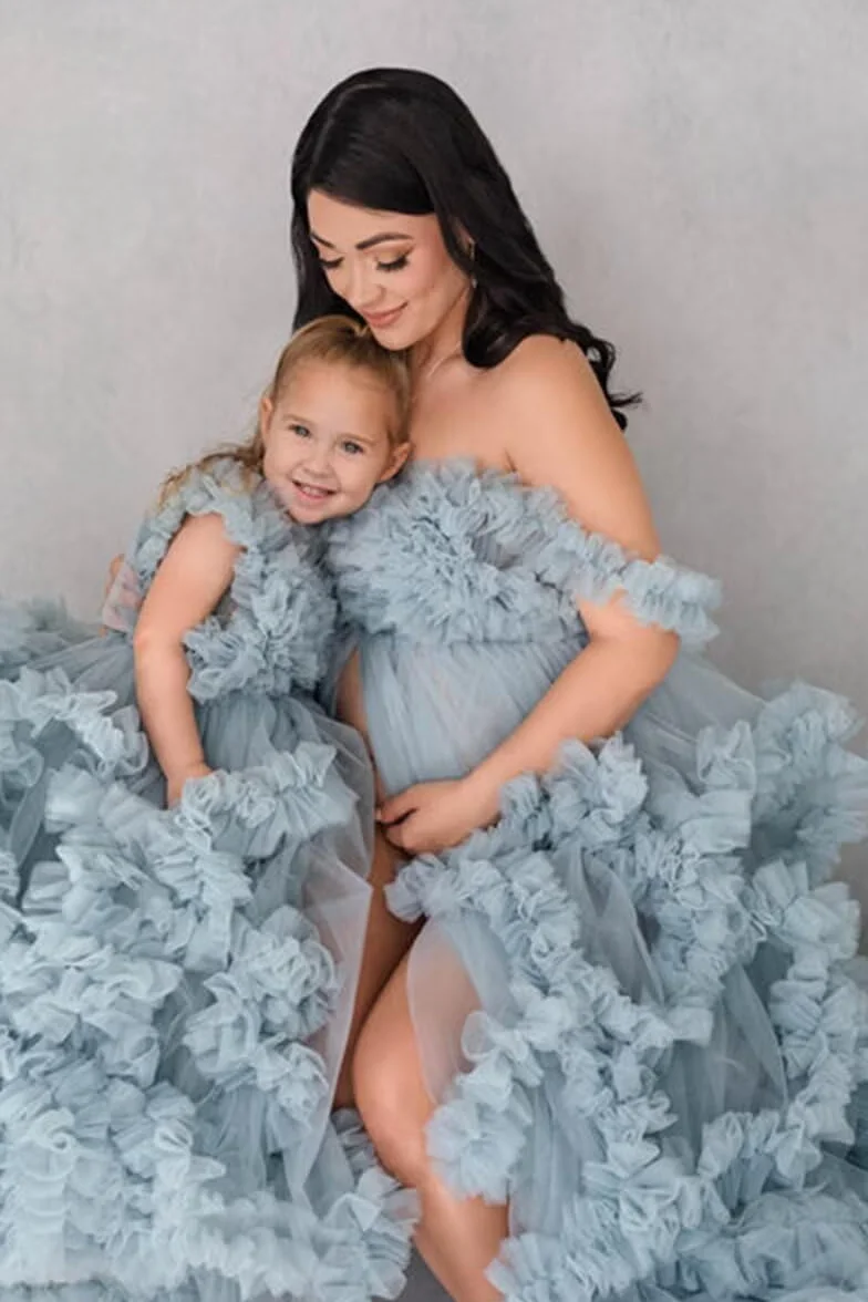 Robe de maternité en tulle bouffante pour séance photo - Lingerie longue transparente AH058