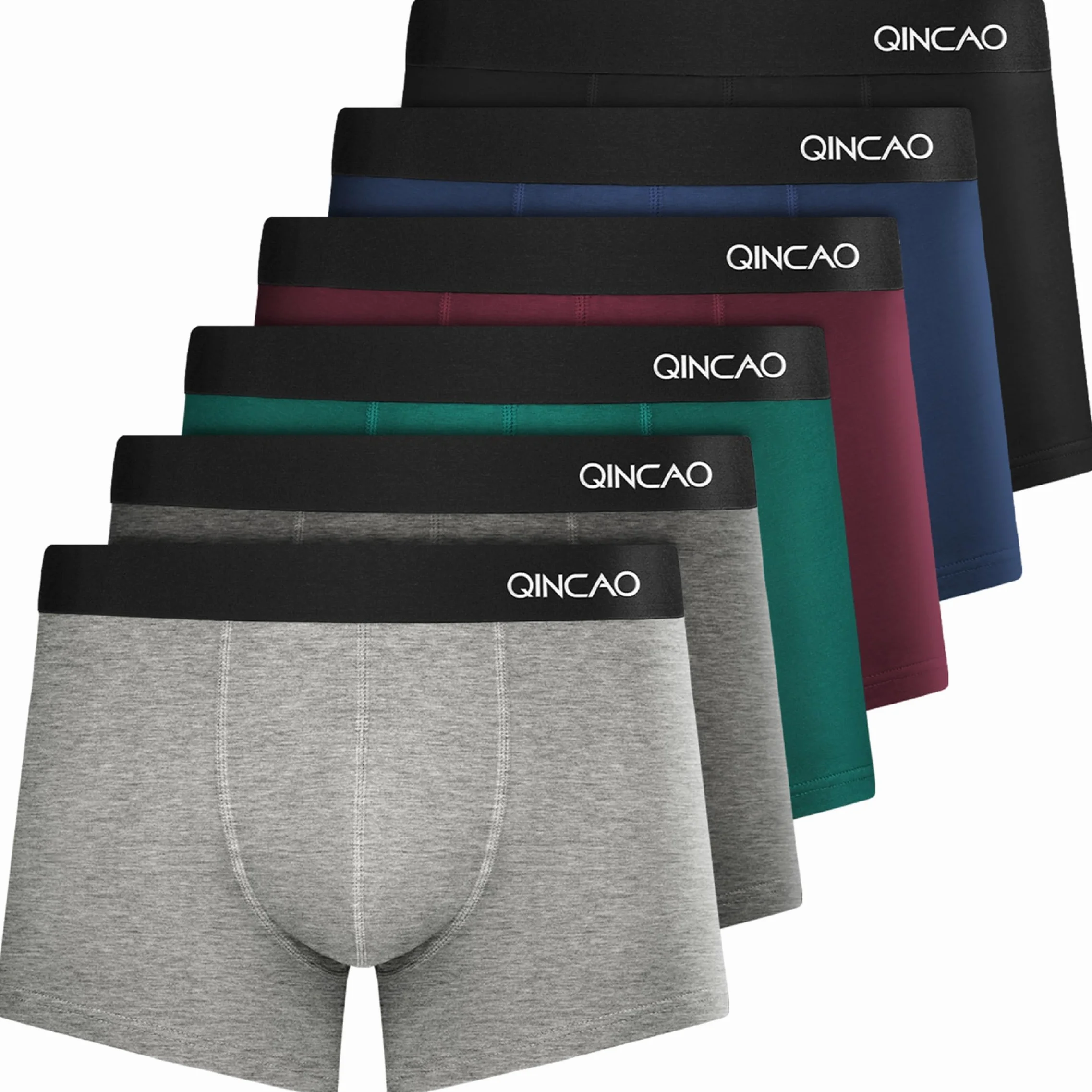 QINCAO Boxers Homme Lot de 6 Coton Trunk Caleçons Doux Confortables