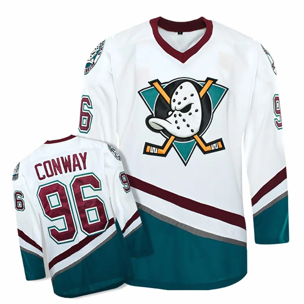 Charlie Conway #96 Mighty Ducks Film Hockey Maillot NHL pour Homme Vêtements Respirant
