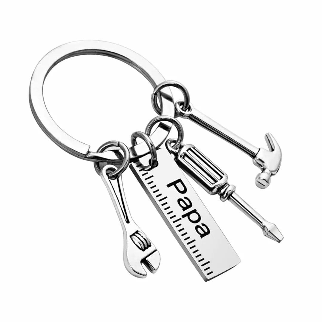 Porte-clés Papa Acier Inoxydable 4 en 1 Keychain Homme Pendentif