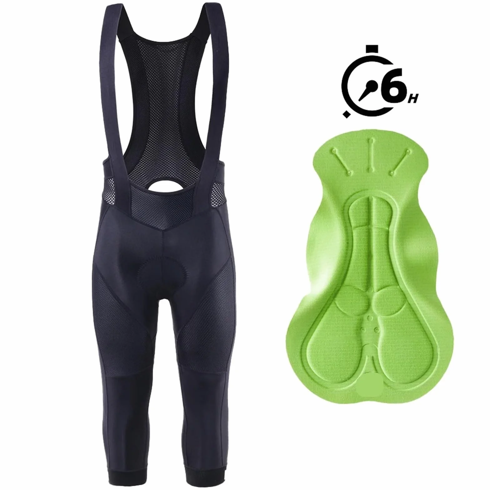 Cuissard à Bretelles Cyclisme Hommes Collants Vélo Route Professionnel Longue Distance 3/4 M