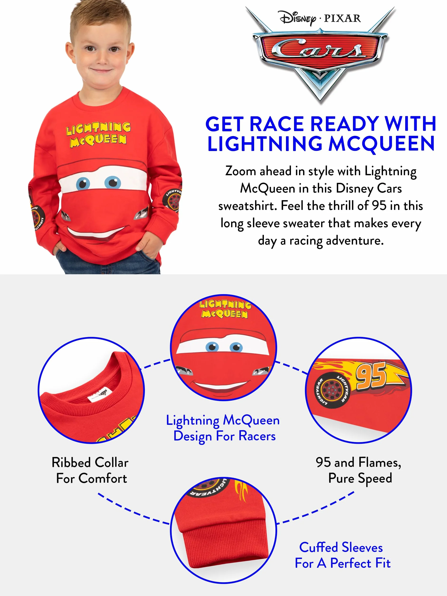 Disney Pull Cars Lightning McQueen Enfant Garcon 18 Mois 8 Ans