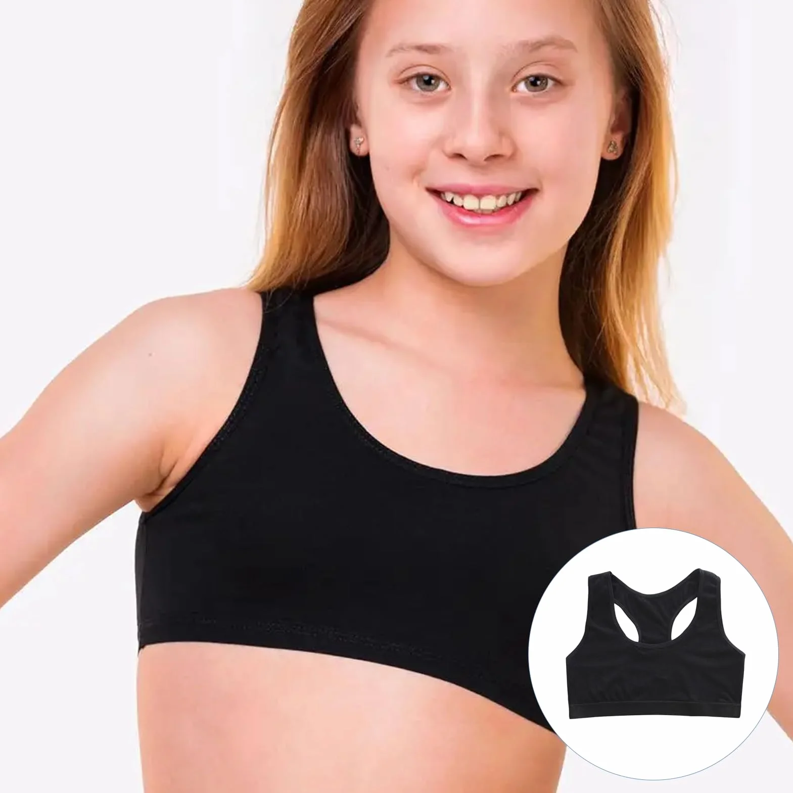 Lot de 4 Soutiens Brassiere Sport pour Filles 8-14 Ans