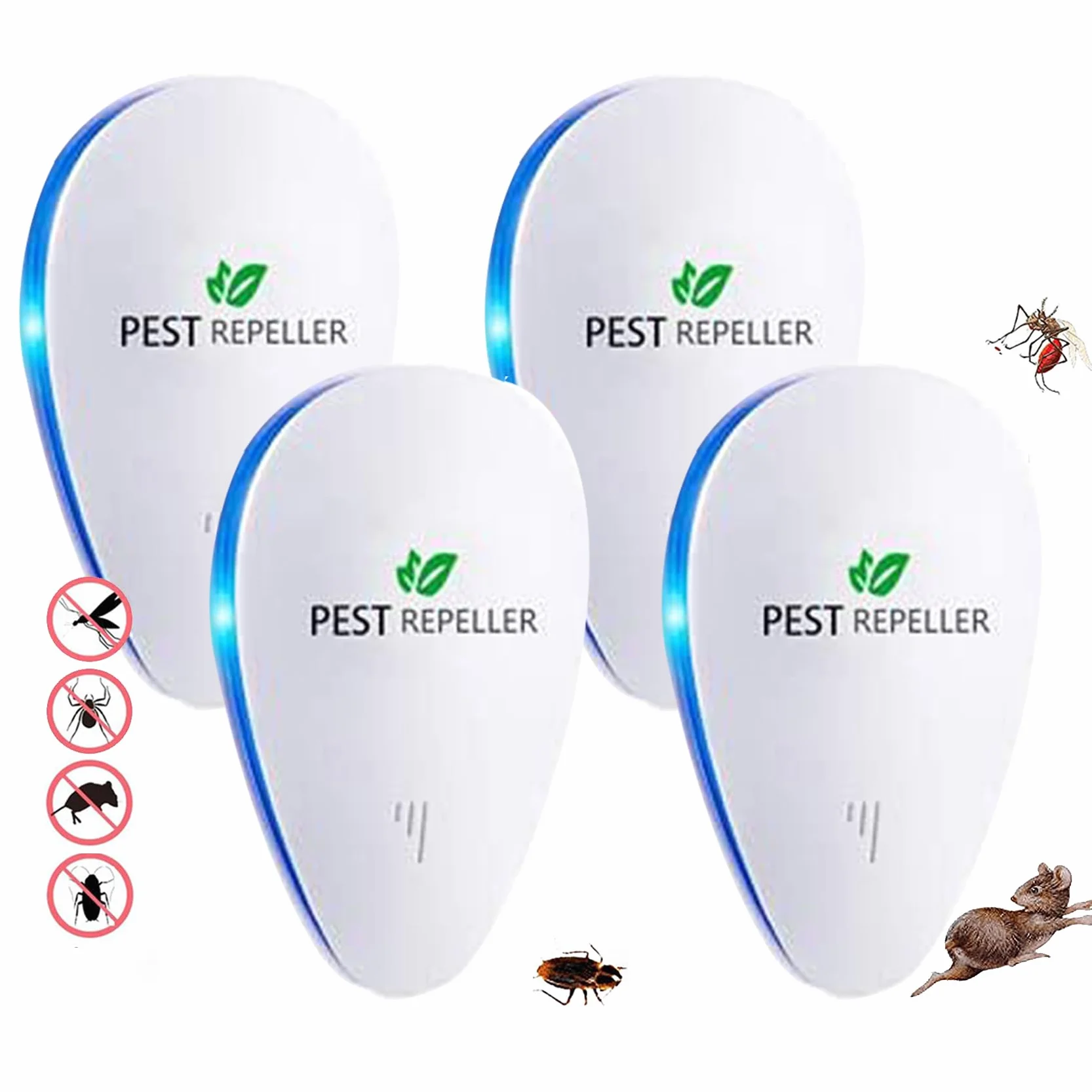 Répulsif à ultrasons 2025, répulsif à moustiques à ultrasons et contrôle électronique anti-souris, mouches, cafards, araignées, fourmis, sans danger pour animaux domestiques et humains(paquet