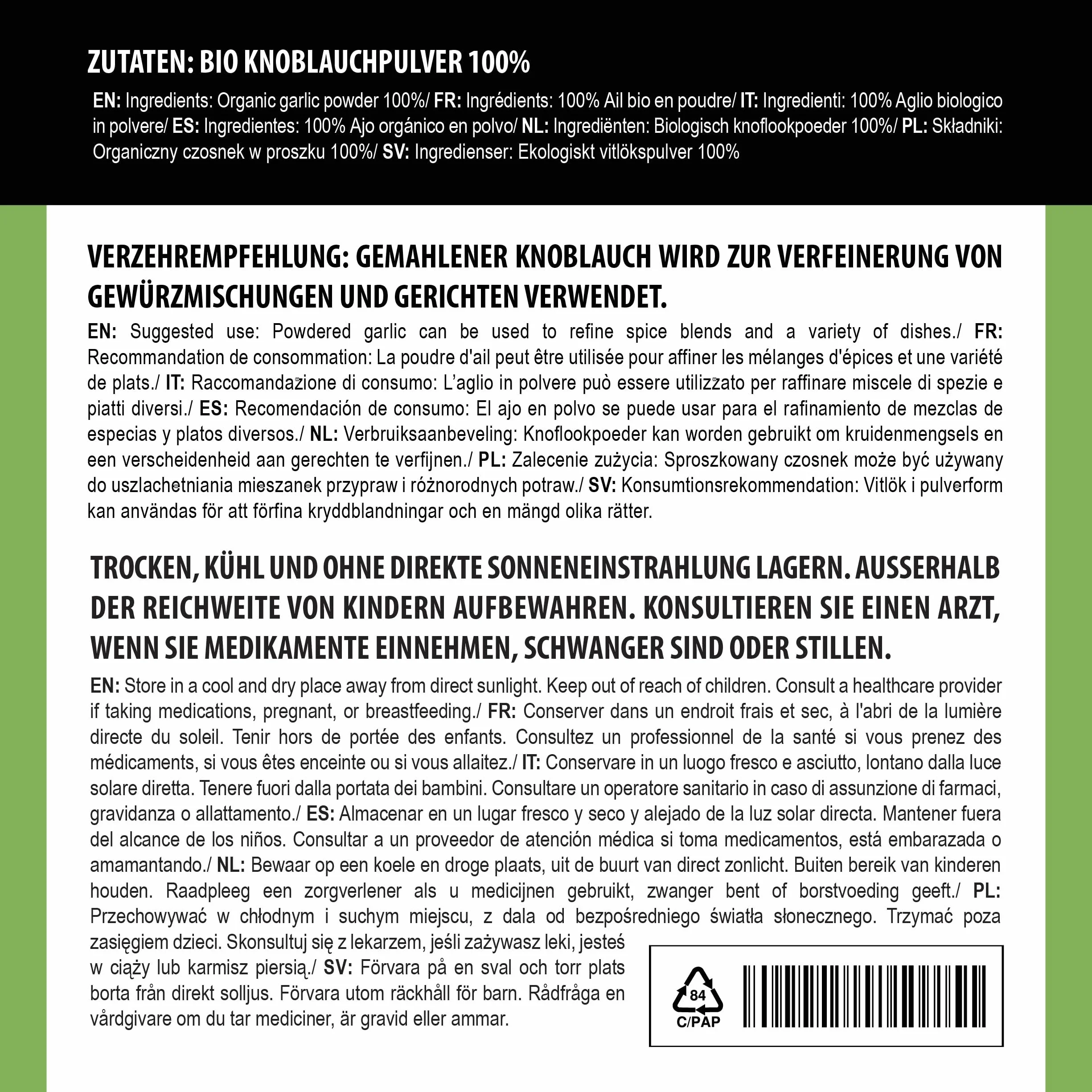 Alpi Nature Ail en Poudre BIO 1kg, Ail Déshydraté Moulu, Poudre d'Ail pour la Cuisine