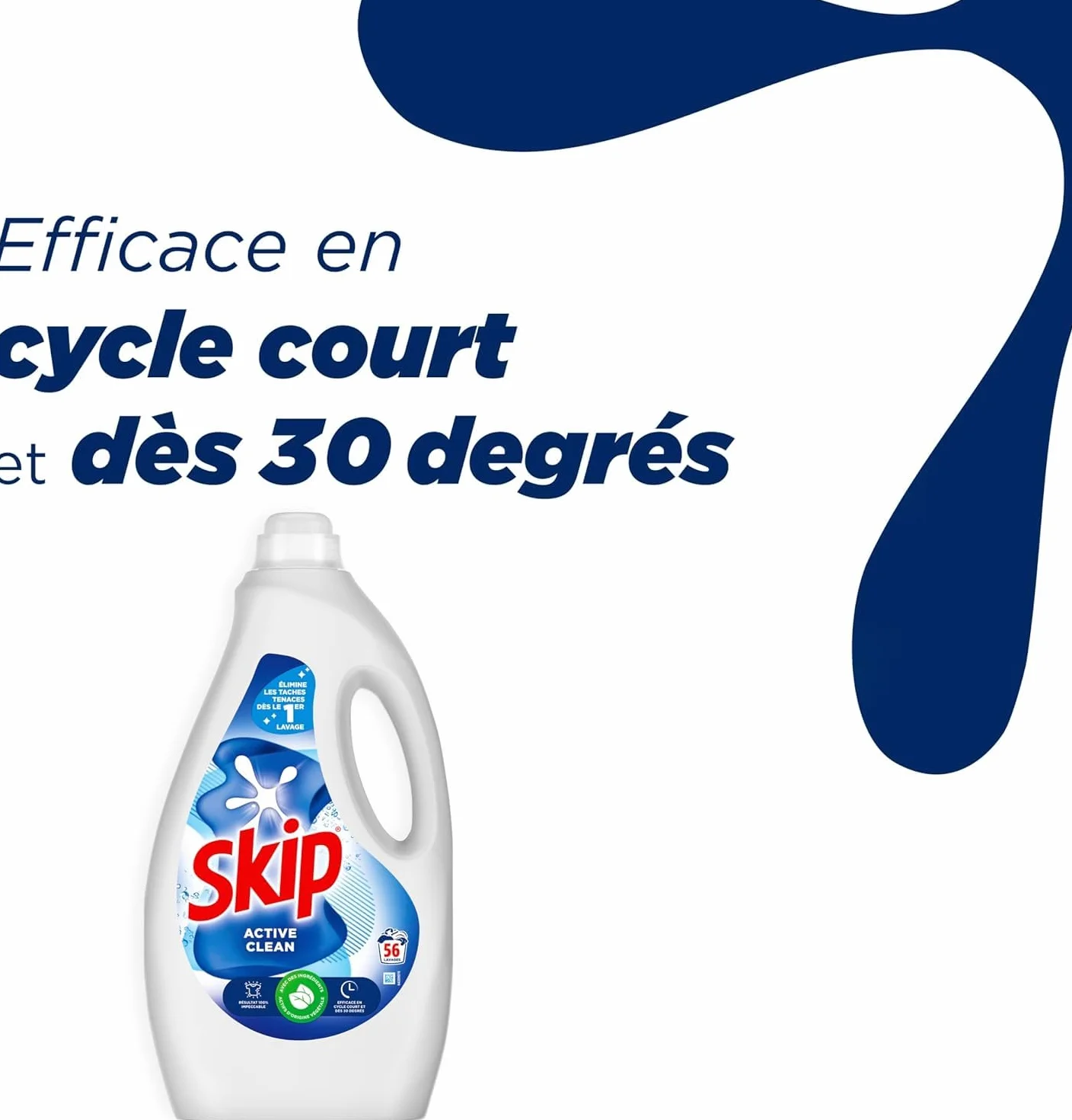 Skip - Lessive Liquide Active Clean - Propreté Impeccable - Fraîcheur Longue Durée - Détache les vêtements tout en respectant fibres et couleurs - 2x60 Lavages