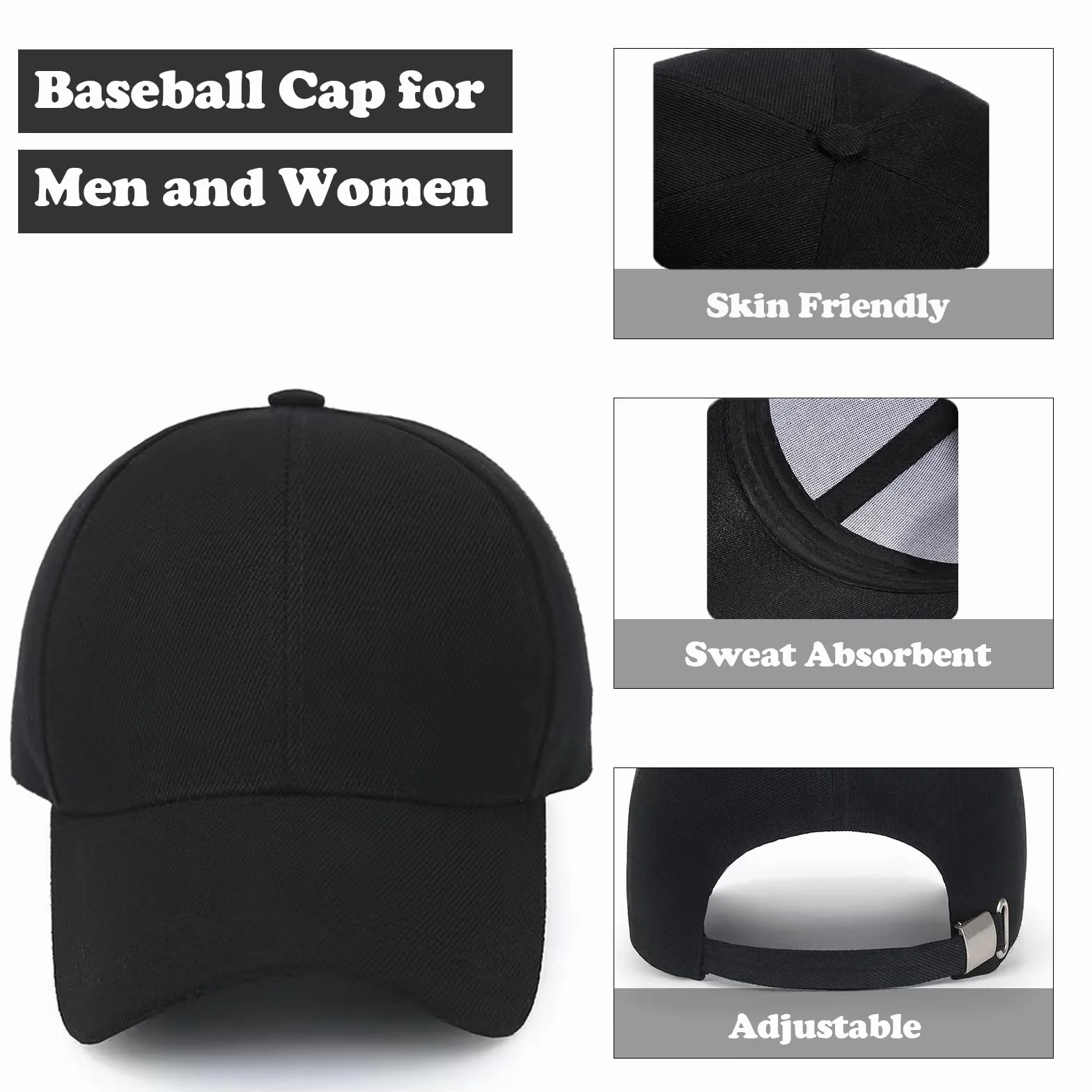 Casquette de Baseball Unisexe Coton Anti-Soleil Réglable Chapeau Sport Extérieur