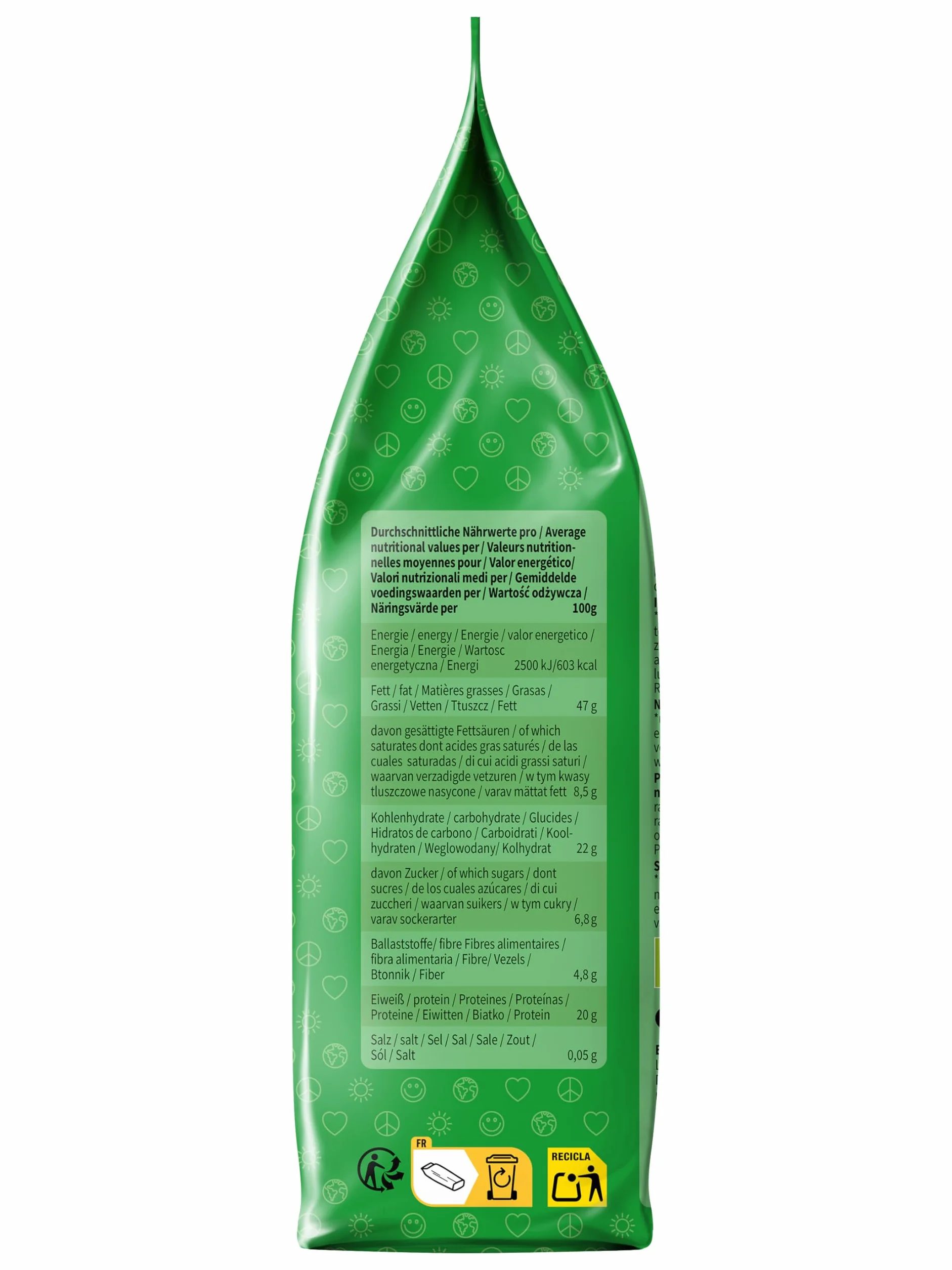 Mundo Feliz - Lot de 2 sachets de noix de cajou bio entières, 2 x 500 g