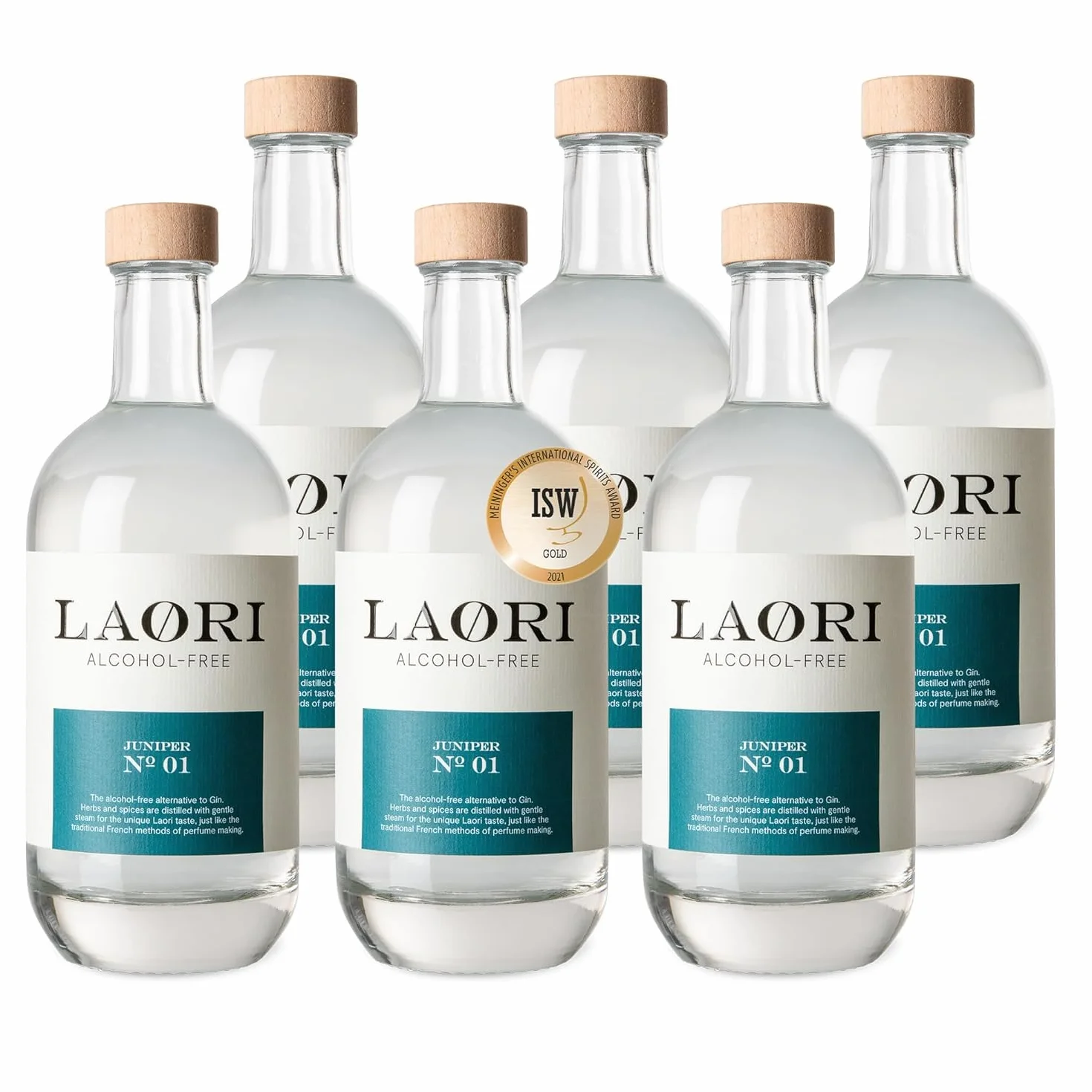 Laori Juniper No 1 | Alternative sans alcool au Gin | Botanicals naturels | Sans arômes artificiels | Vegan & Sans sucre | Fraîcheur douce et épicée | 6 x 500 ml