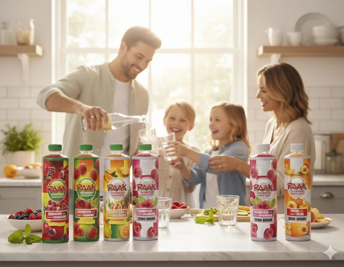 RAAK Sirop Framboise Sans Sucre Pack Familial - 6 bouteilles 750ml - 180 Verres - Édulcorants naturels - Qualité européenne