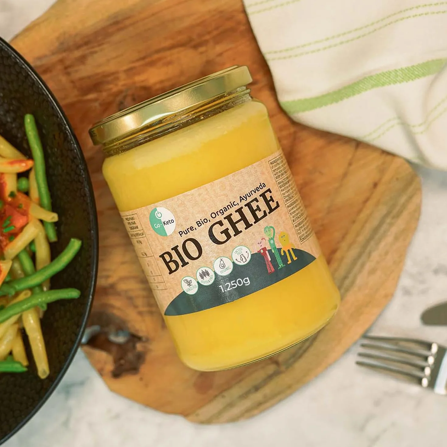 Go-Keto BIO Ghee, 1250 g | 100% beurre clarifié, certifié BIO, Ayurveda | parfait pour le régime céto | idéal pour la cuisson et le rôtissage | Sans lactose, sans gluten, low carb