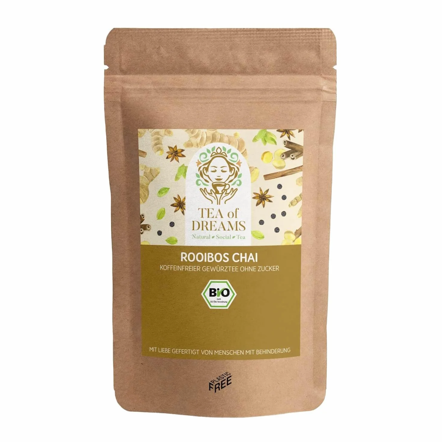 Rooibos Chai Thé bio - Thé aux herbes et épices à la cannelle, au gingembre et aux clous de girofle - 300 g
