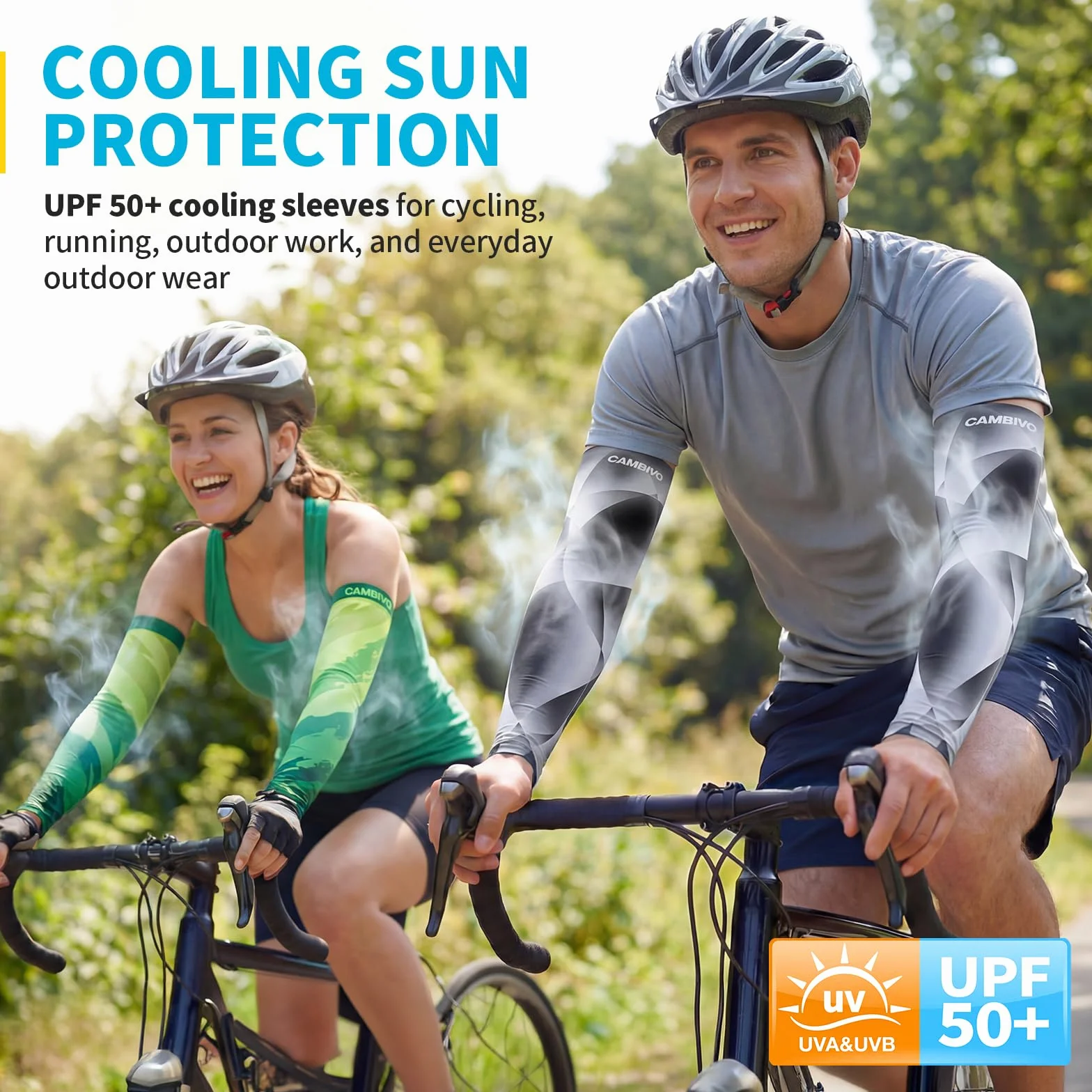 Manchon de Compression Bras Anti UV UPF50+ Extensible Respirant Sans Couture pour Running Vélo Tennis