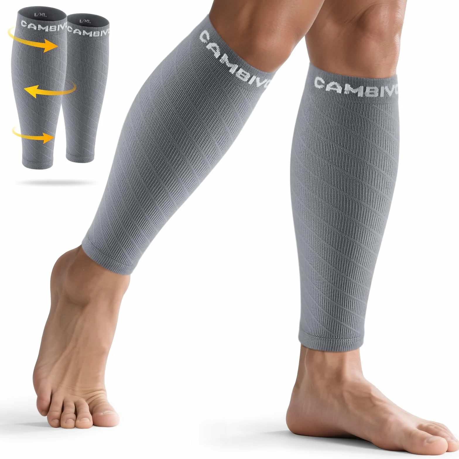 CAMBIVO Manchon Compression Mollet 2 Paires, Bas de Contention sans Pied pour Circulation Sanguine