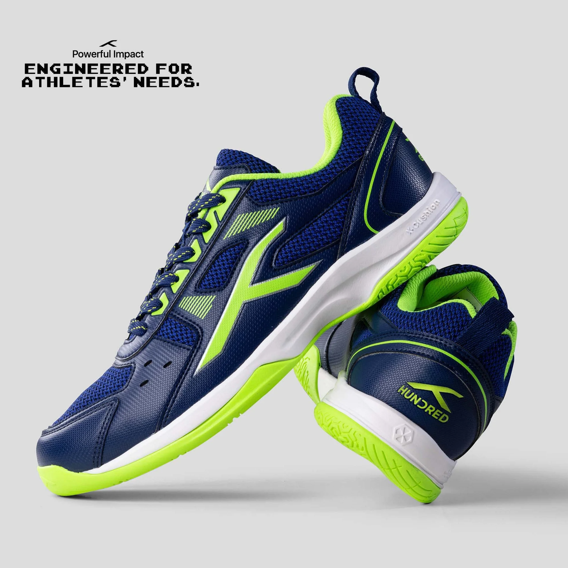 Hundred Raze Non-Marking Badminton Shoes for Men Polyester Upper Rubber Sole Indoor Tennis Squash Padel