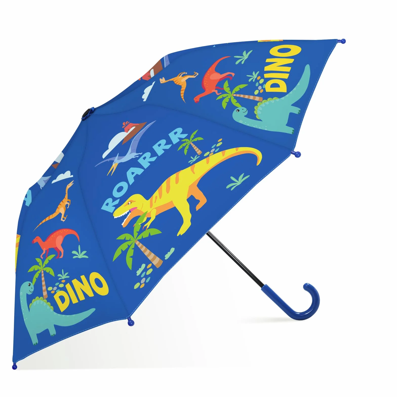 Parapluie Enfant avec Housse Coupe-vent Durable Pliant Canne Motif Mignon Dinosaures