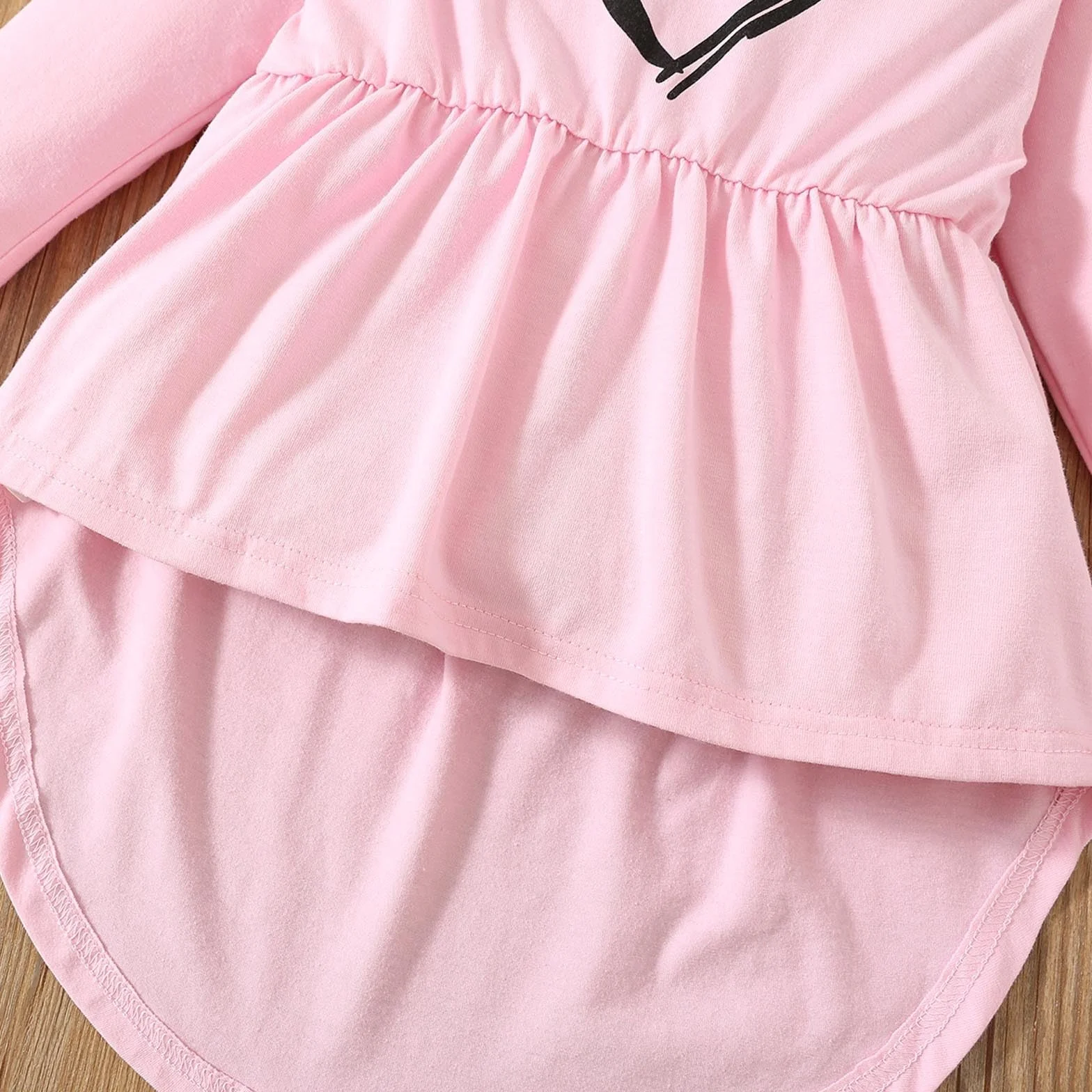 Survêtement de sport fille 2 pièces haut manches longues pantalon imprimé cœur tunique péplum