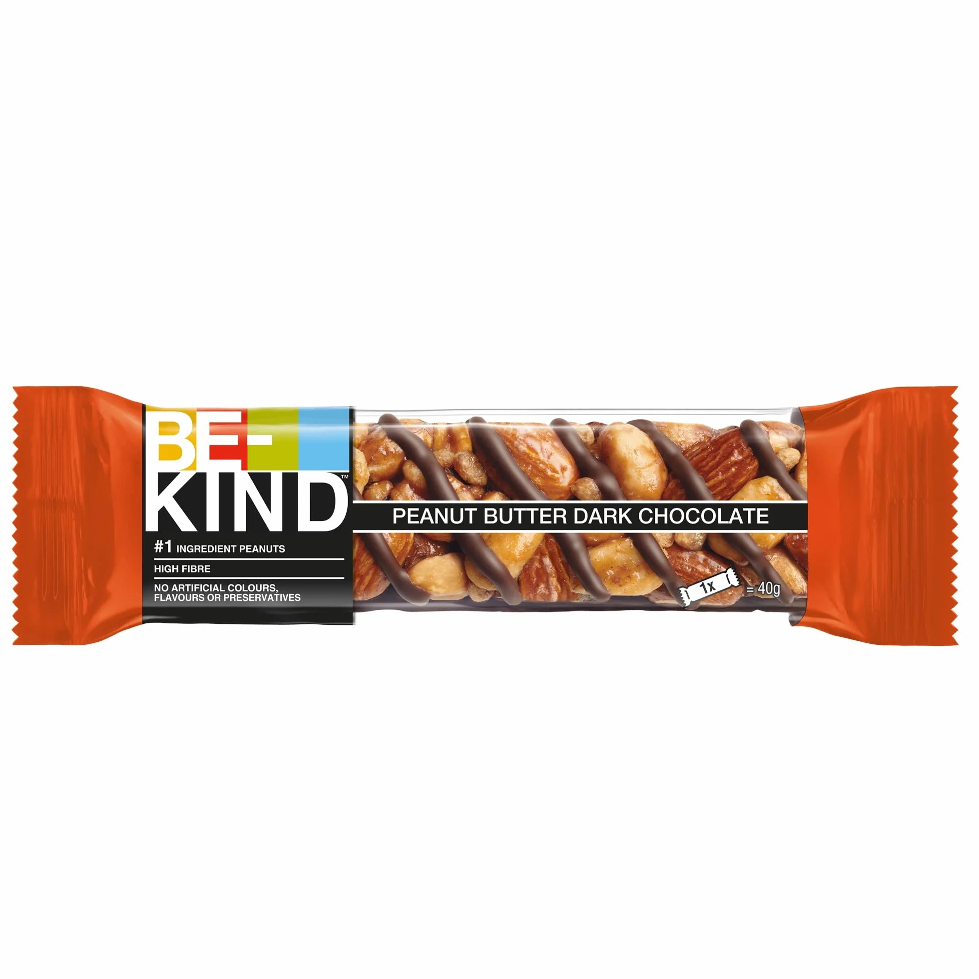 BE-KIND - Barres de céréales chocolat noir et beurre de cacahuètes - Grand format contenant 12 barres de 40g