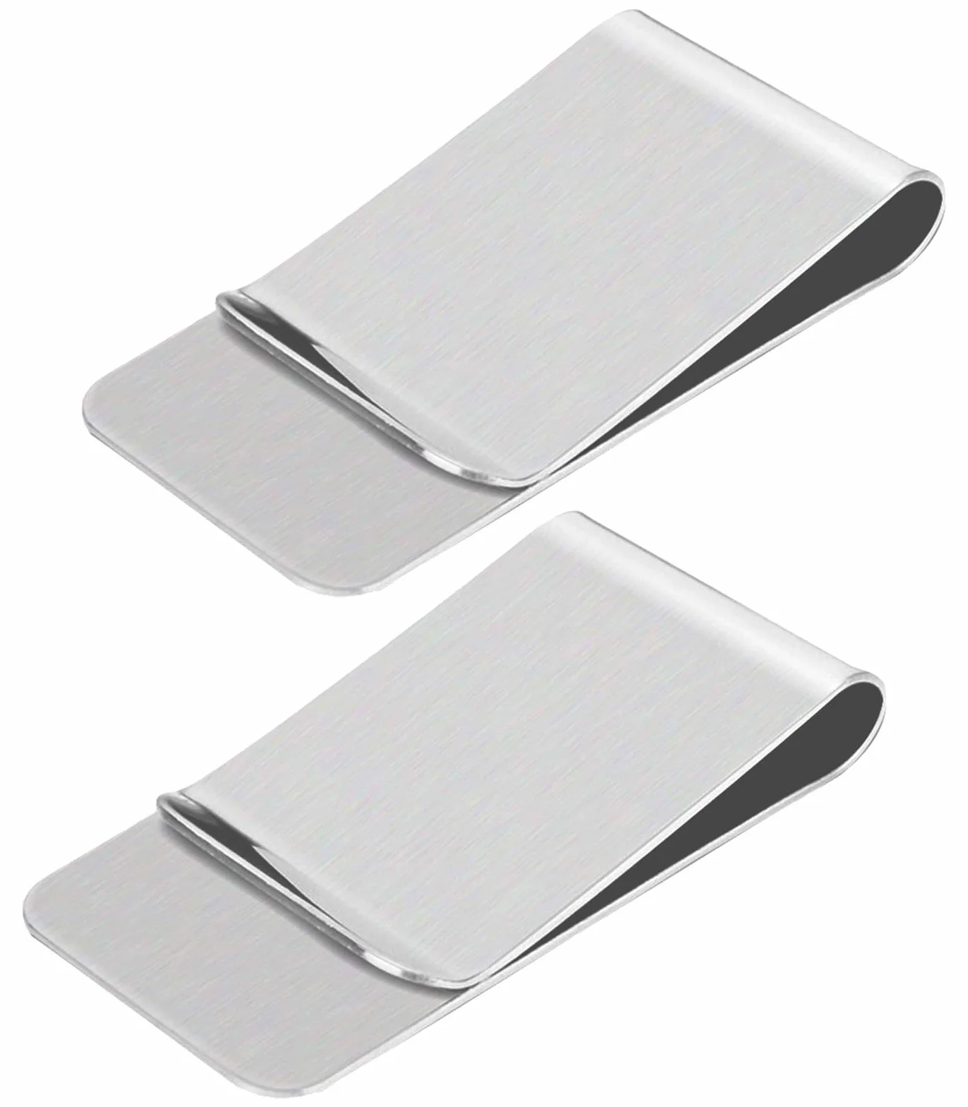 Pince à Billets en Acier Inoxydable 2 Pièces - Portefeuille Clips Porte-Cartes Argent