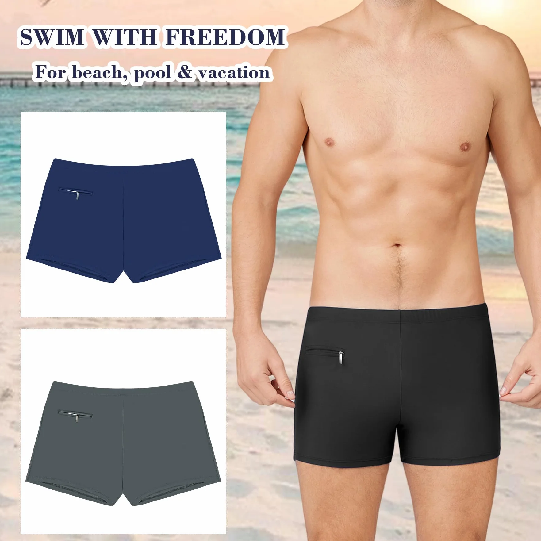 Maillot de Bain Homme Short séchage Rapide Boxers de Bain Compétition