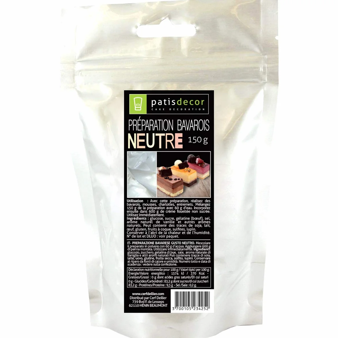 PATISDECOR Préparation Bavarois Neutre 100 g P2012