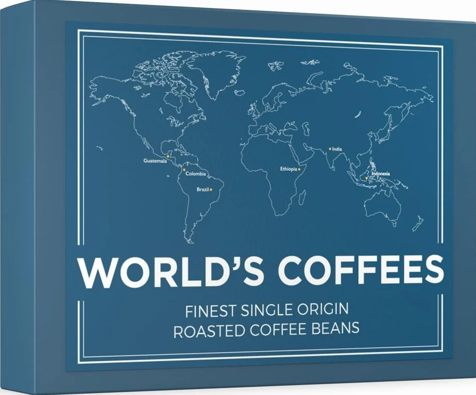 Black Vibes - WORLD'S COFFEES | Pack Gourmet Café en Grains 420g (6x70g) | 6 Meilleurs Cafés d'Origine Unique | Idée Cadeau pour Elle et Lui