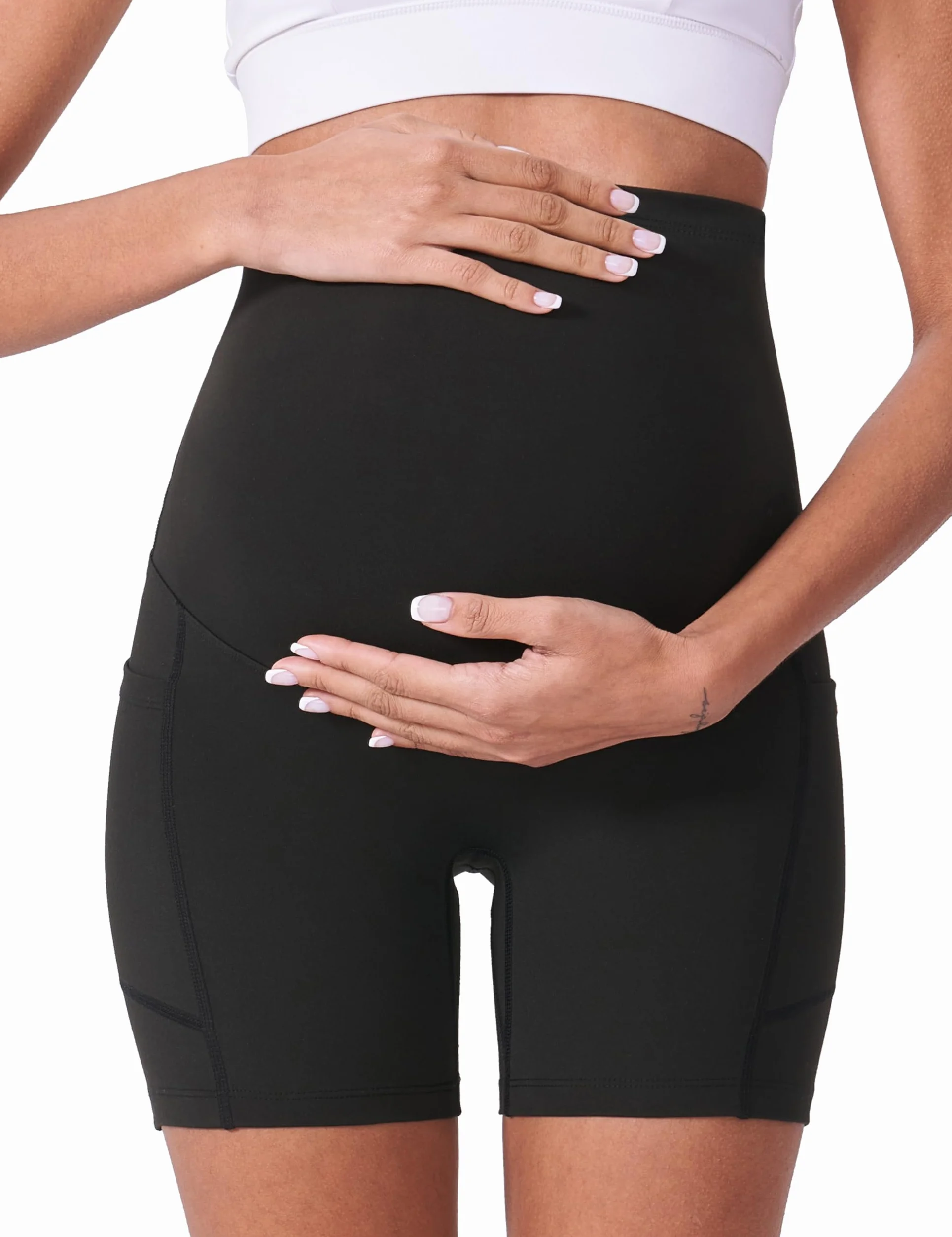 Short de maternité POSHDIVAH pour femme, legging au-dessus du ventre, entraînement yoga été grossesse, 12,7 cm