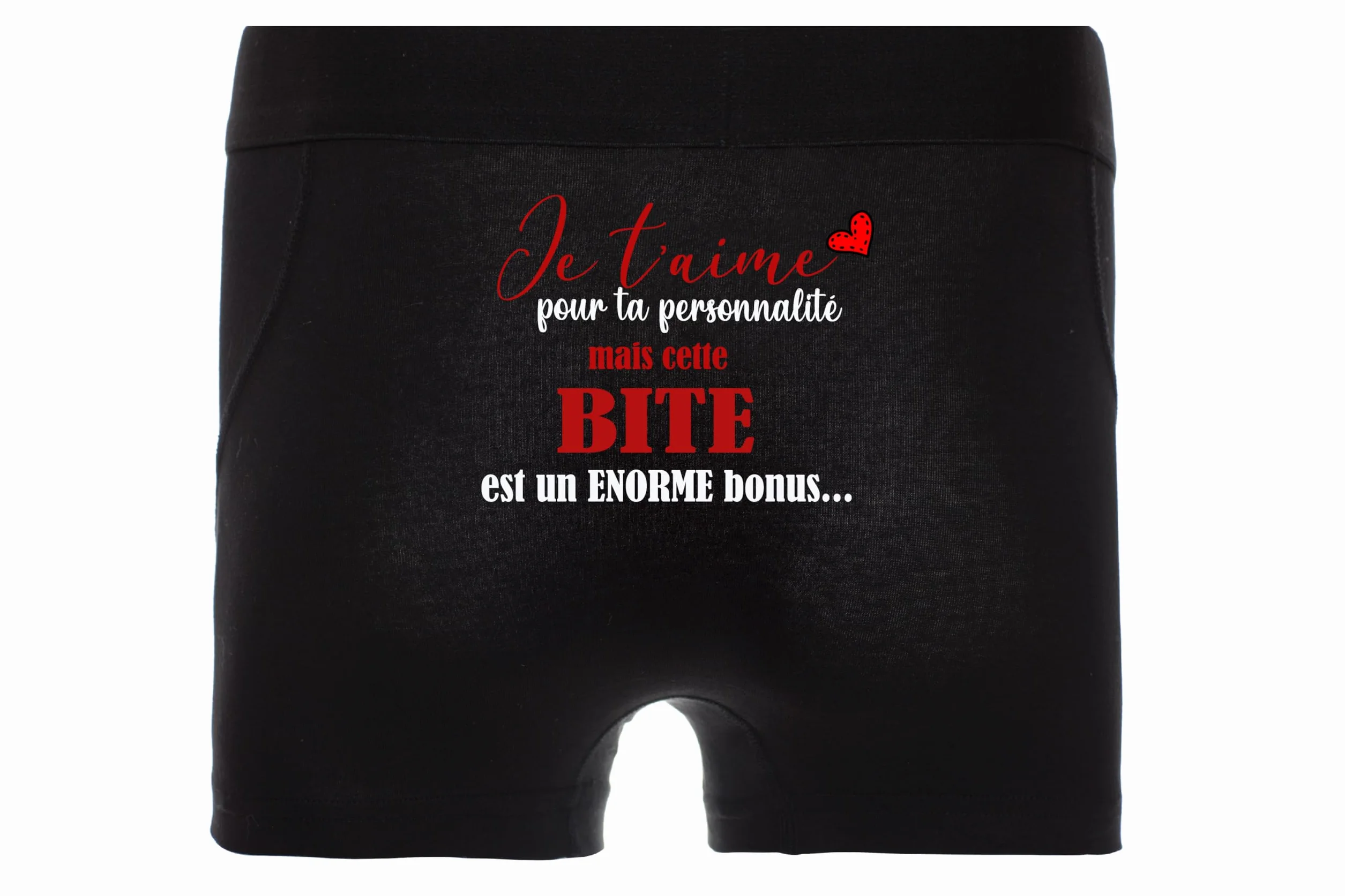 Boxer Homme Noir Humoristique "Je t'aime" Idée Cadeau Saint-Valentin Anniversaire Sous-vêtement Confortable Tailles S-XXL