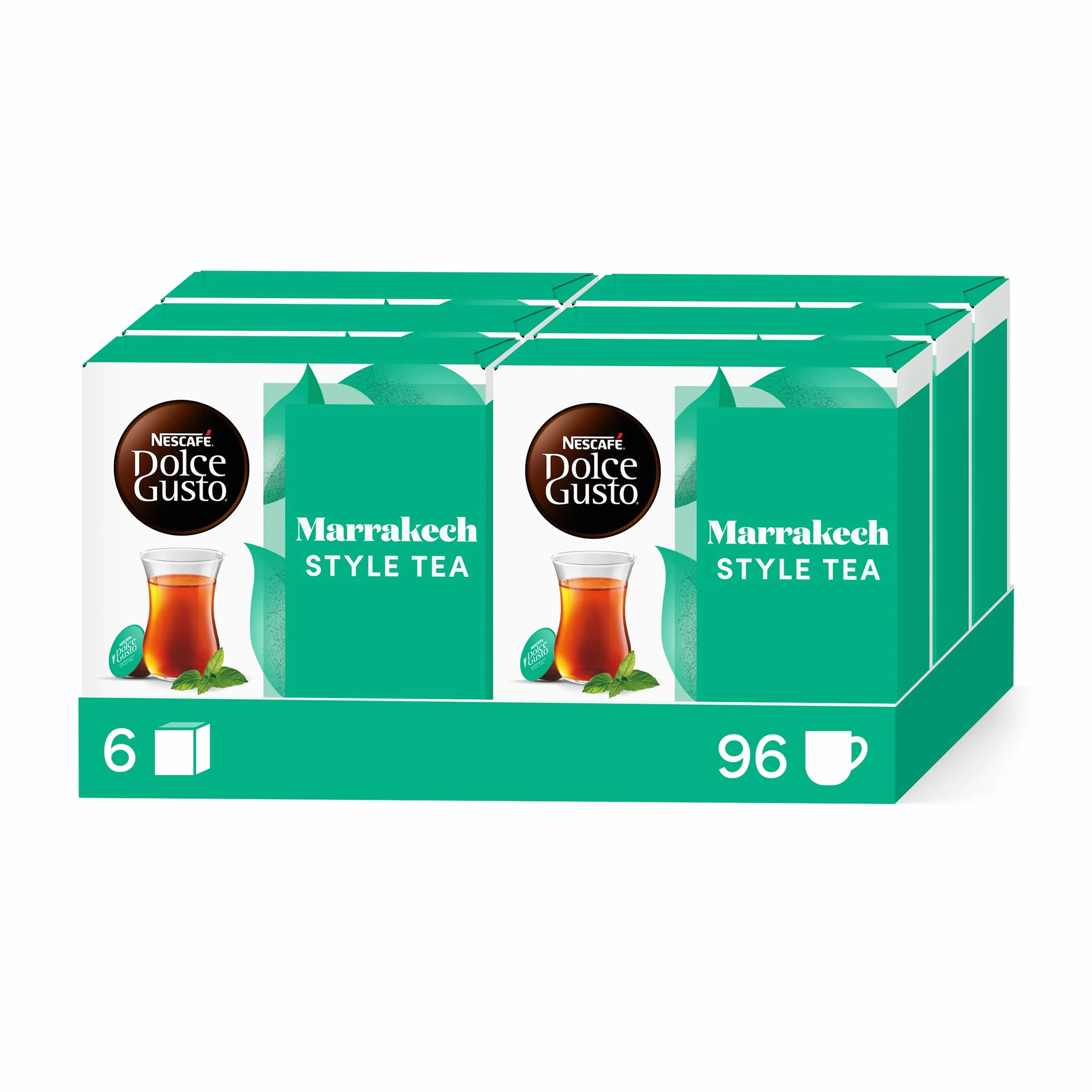 NESCAFE DOLCE GUSTO Marrakech Tea - Thé Vert À La Menthe - 96 Capsules (6 Boîtes x 16)