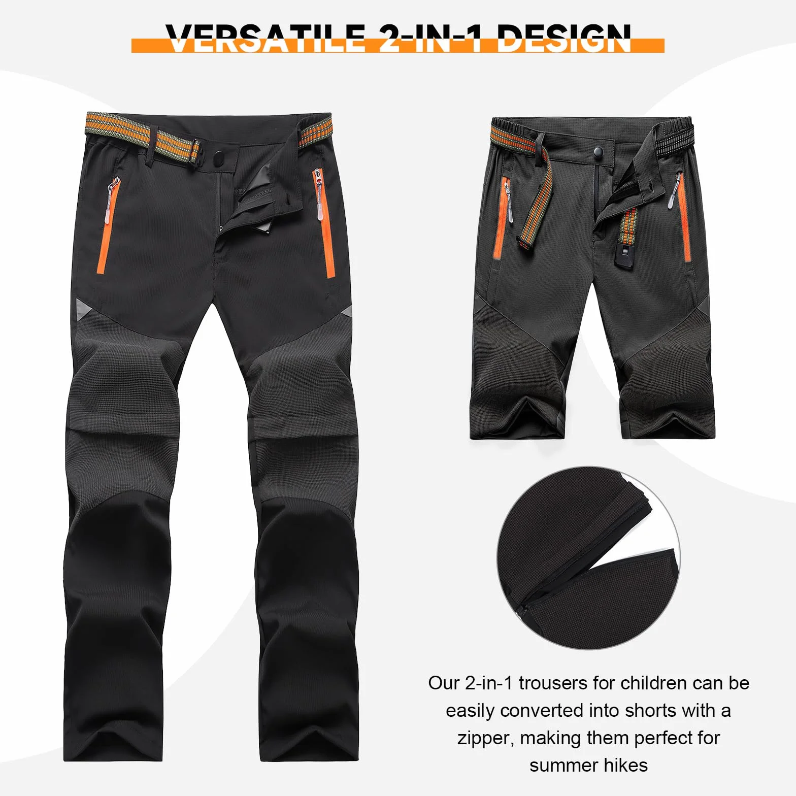 SUKUTU Pantalon Zip Off 2 en 1 Enfants Garçons Filles Randonnée Séchage Rapide Léger Outdoor