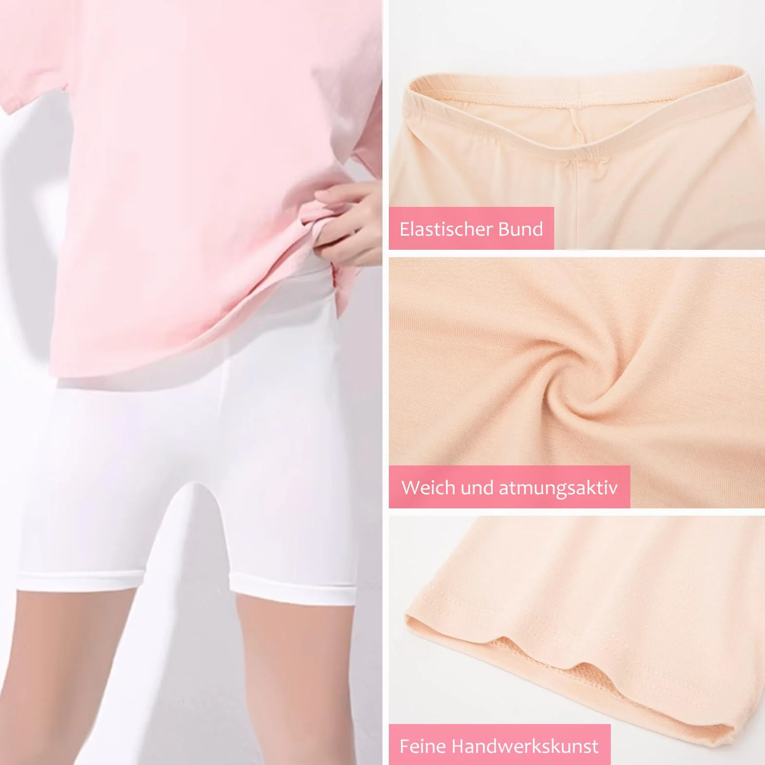 Lot de 6 shorts de cyclisme en coton pour fille 2-12 ans