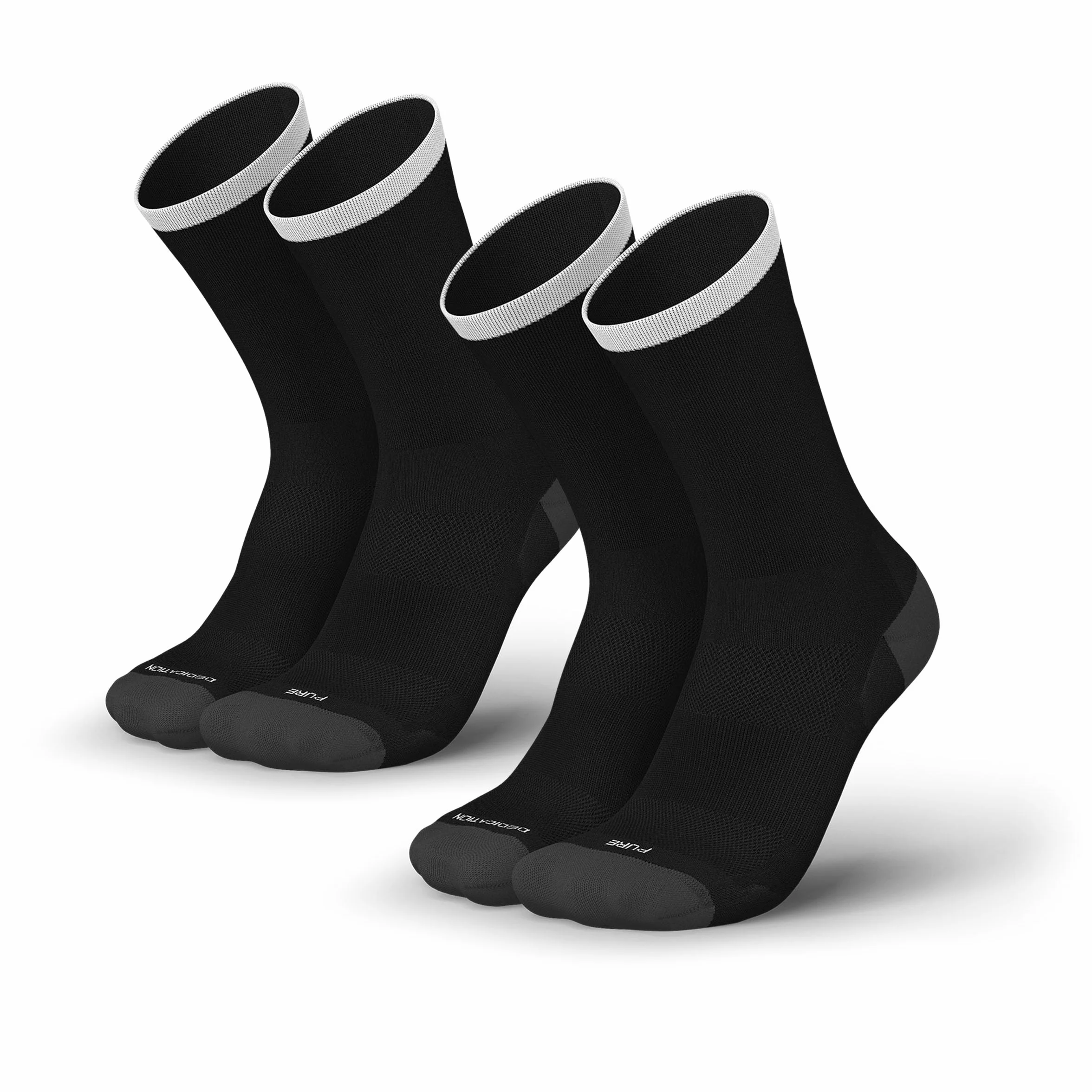 INCYLENCE Lot de 2 paires Chaussettes de Vélo Course Homme Femme – Compression Légère Respirantes Coutures Lisses Orteils