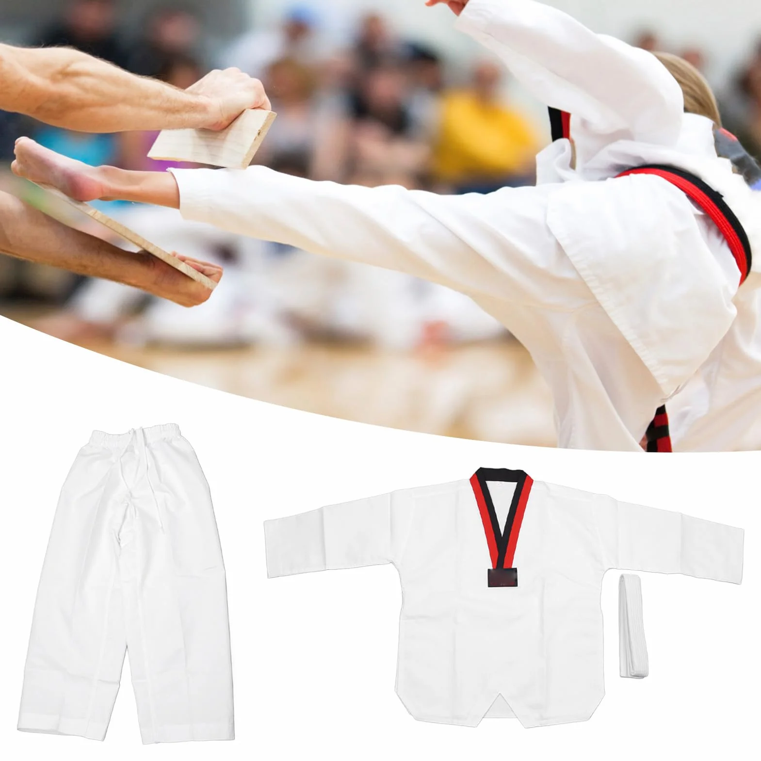 Dobok Taekwondo Costume Enfants Hauteur 136-146 cm Robuste Confortable Respirant