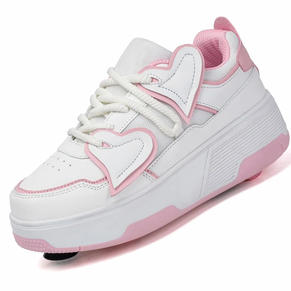 Chaussures à Roulette 2 en 1 Patins Rétractables Enfant avec Frein Avant Réglables