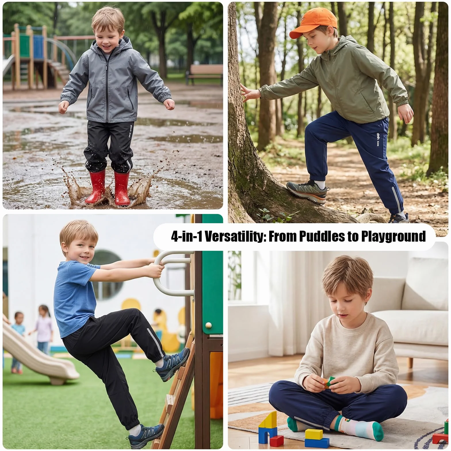 Pantalon de Randonnée Imperméable Coupe-Vent Léger pour Garçon Fille 5-14 Ans