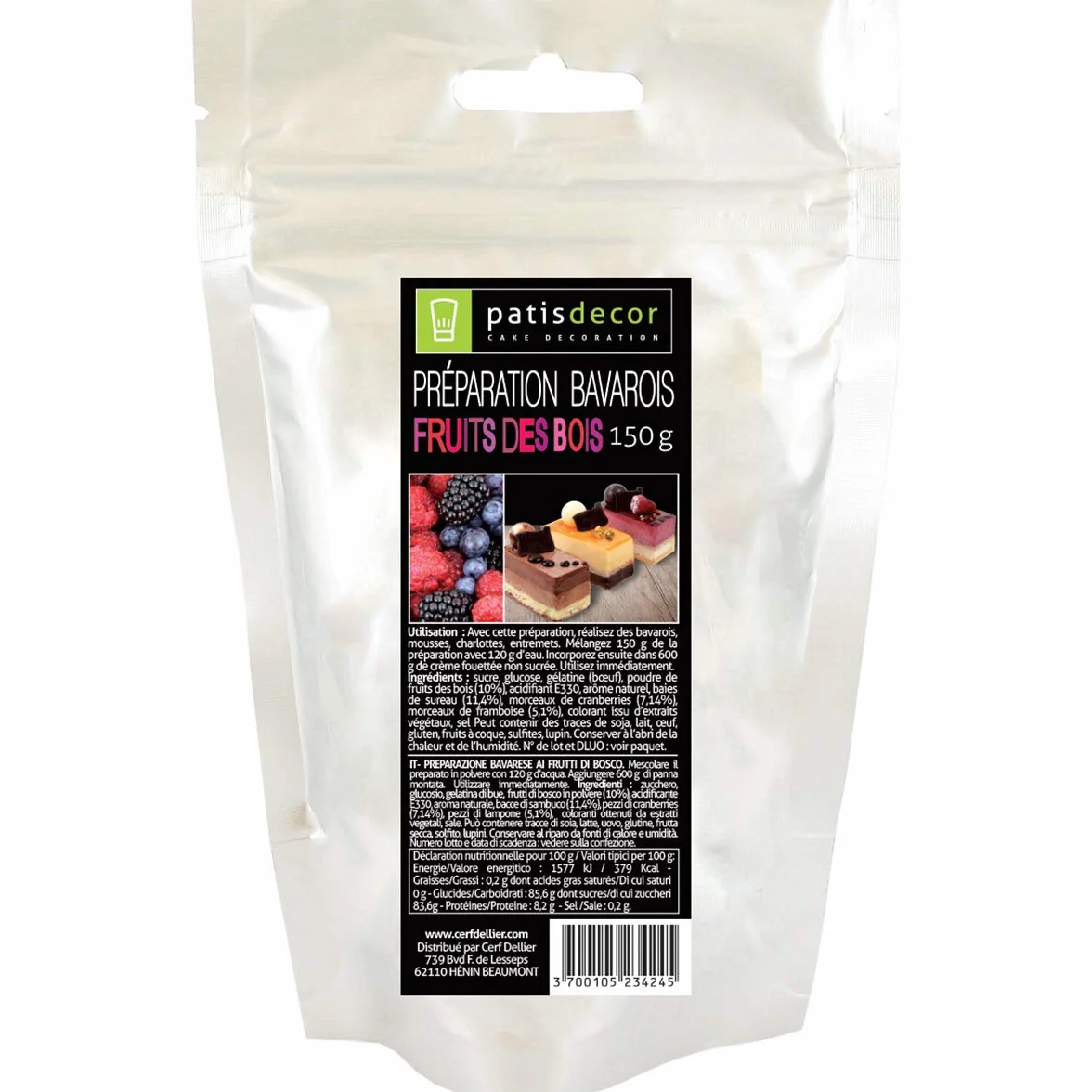 PATISDECOR Preparation Bavarois Fruits des Bois 100 g P2011