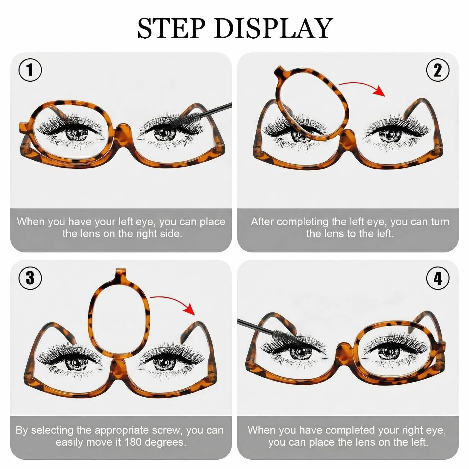 Lunettes de Maquillage à Lentille Unique Rotative pour Femmes