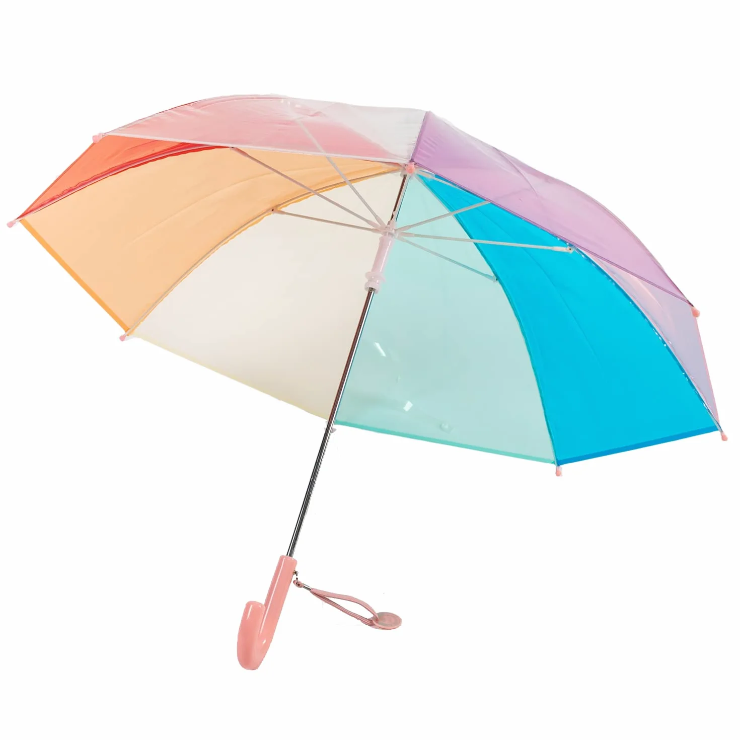 Parapluie transparent à bulles enfants 33 pouces 8 baleines fibre incassable rose