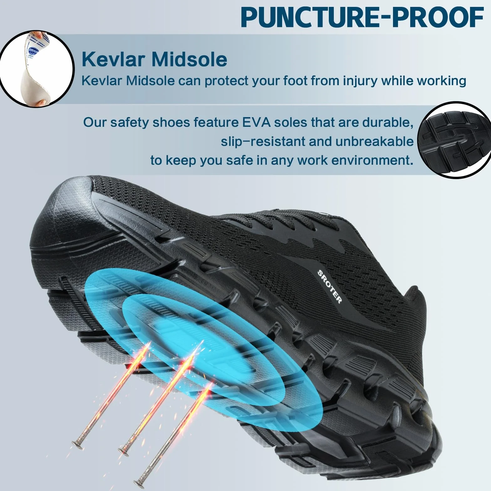 Chaussures de Sécurité Embout Acier Chaussures de Travail Légère Respirant Antidérapante Hommes Femme