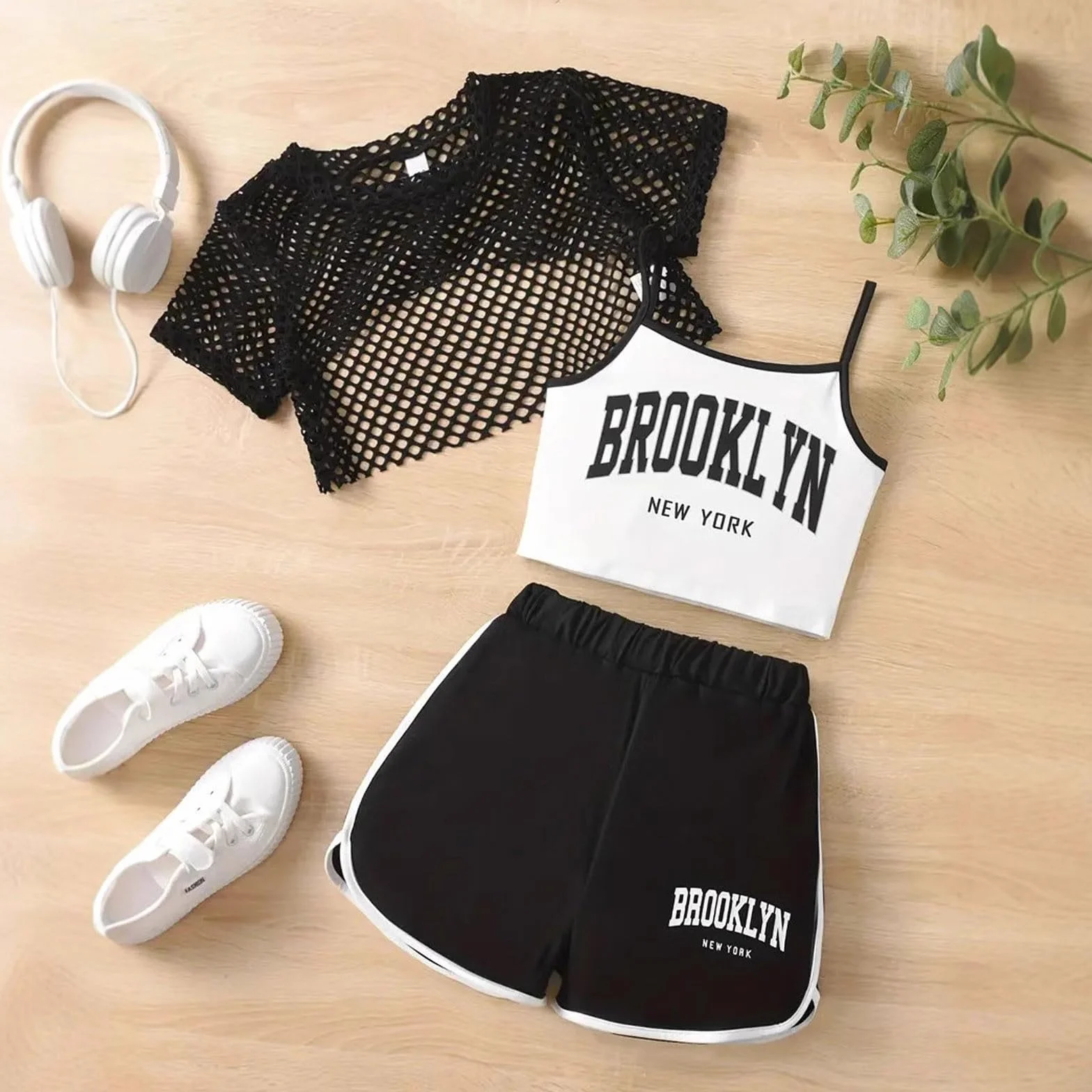 Ensemble de Sport d'été pour Fille Combinaison Jogging Débardeur Short Longue Doux Leger d'Entraînement