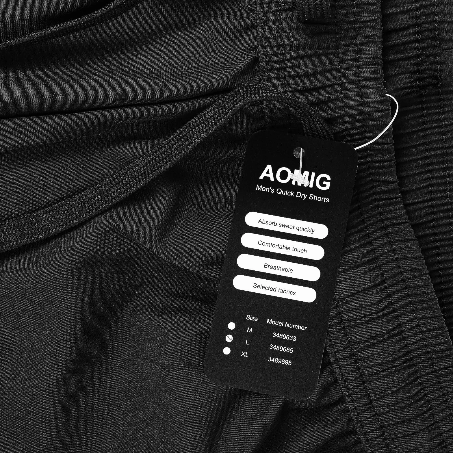 Aomig Short Sport Homme Compression Séchage Rapide Poches Zippées Noir