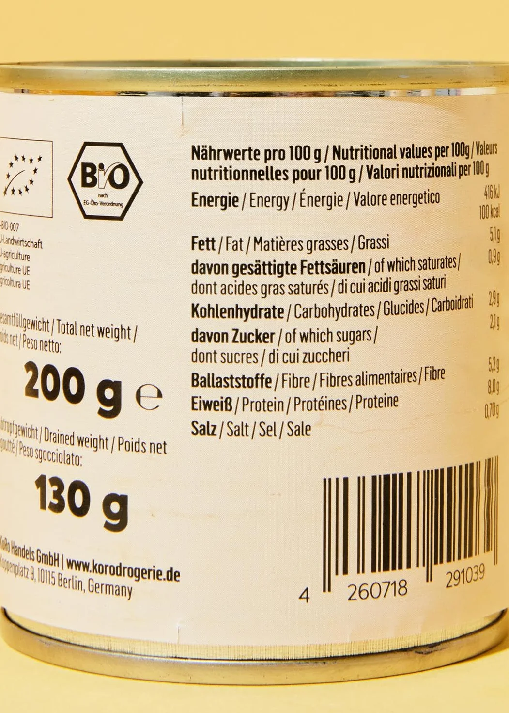KoRo - Fèves de soja vertes Edamame bio en boîte 12 x 130 g - Précuit - Traitées à la récolte - Snack malin