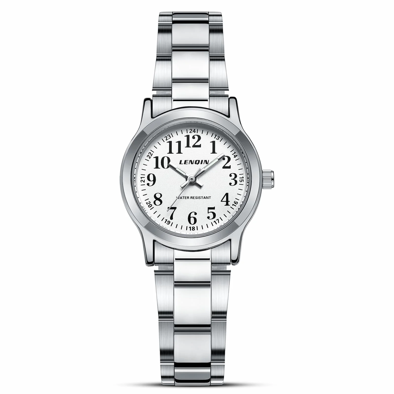 LN LENQIN Montre Femme Acier Inoxydable Quartz Étanche 30M Aiguilles Lumineuses