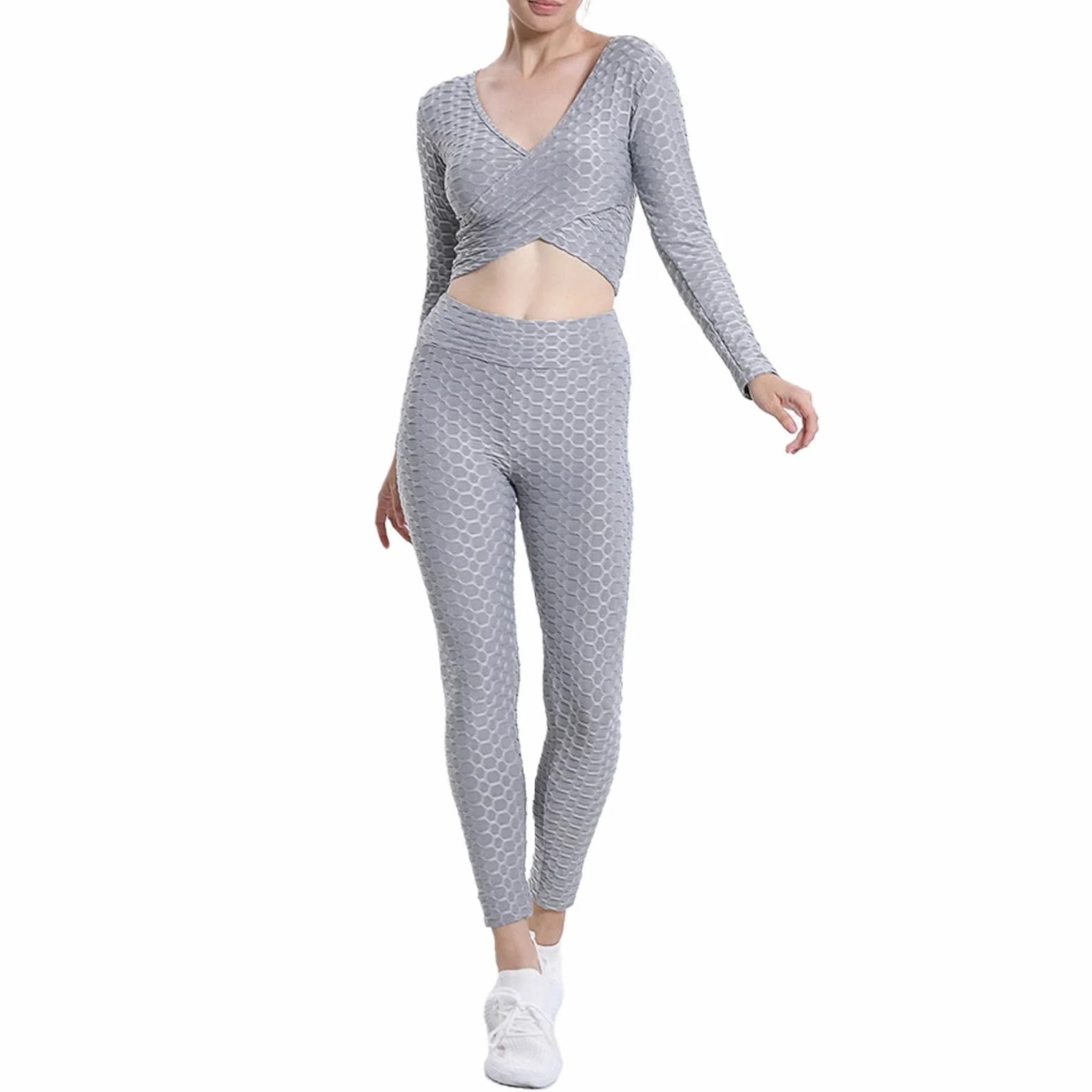 Ensemble 2 Pièces Survêtement Sans Couture Haut Ventre Nu Leggings D'entraînement Vêtements de Sport Short de Basketball