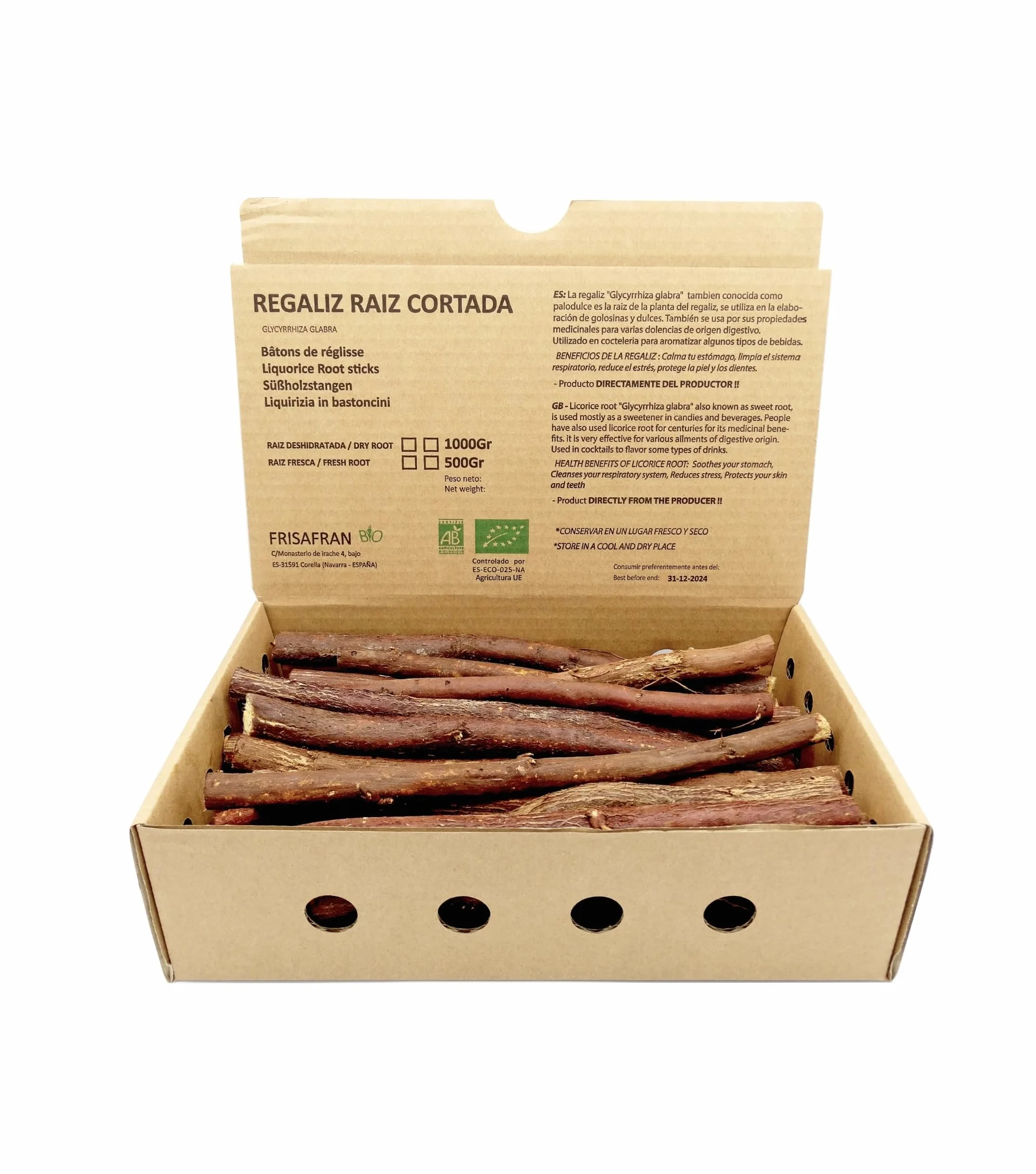 Réglisse fraîche en bâtons Bio 500g | FRISAFRAN