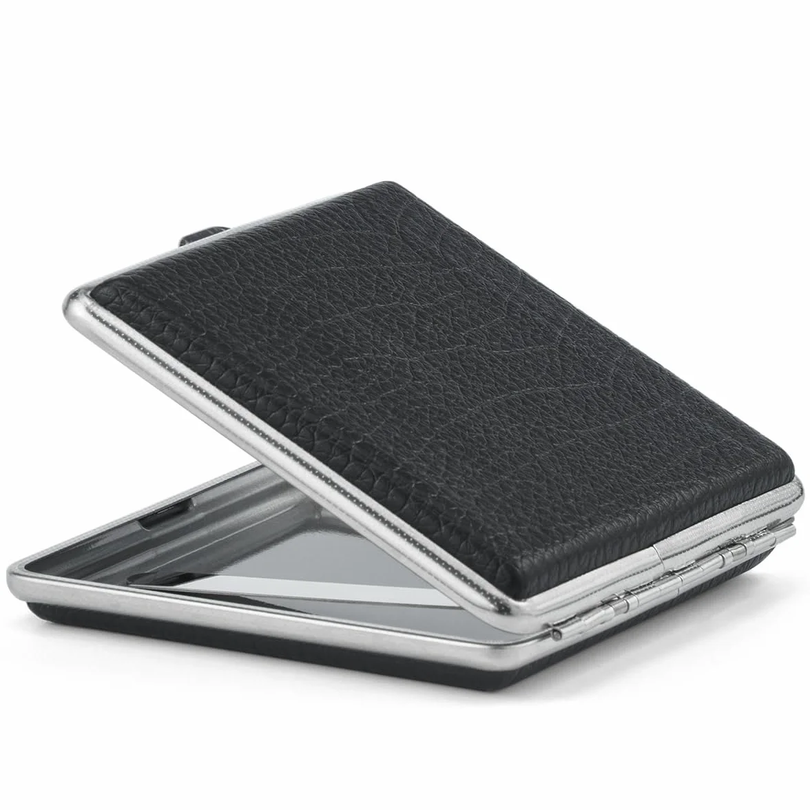 Etui à cigarettes en cuir et métal Noir pour 20 cigarettes Porte-cigarettes