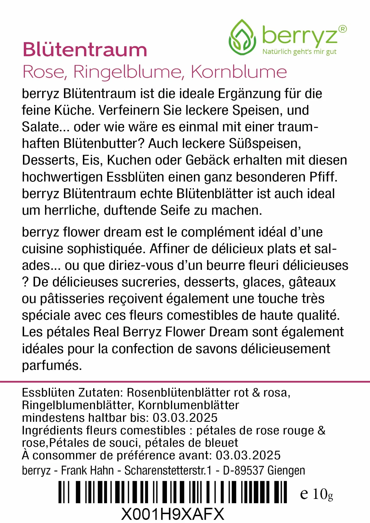 Mélange de Fleurs Comestibles et Colorées - Fleurs de Rose, Souci et Bleuet | Parfumé