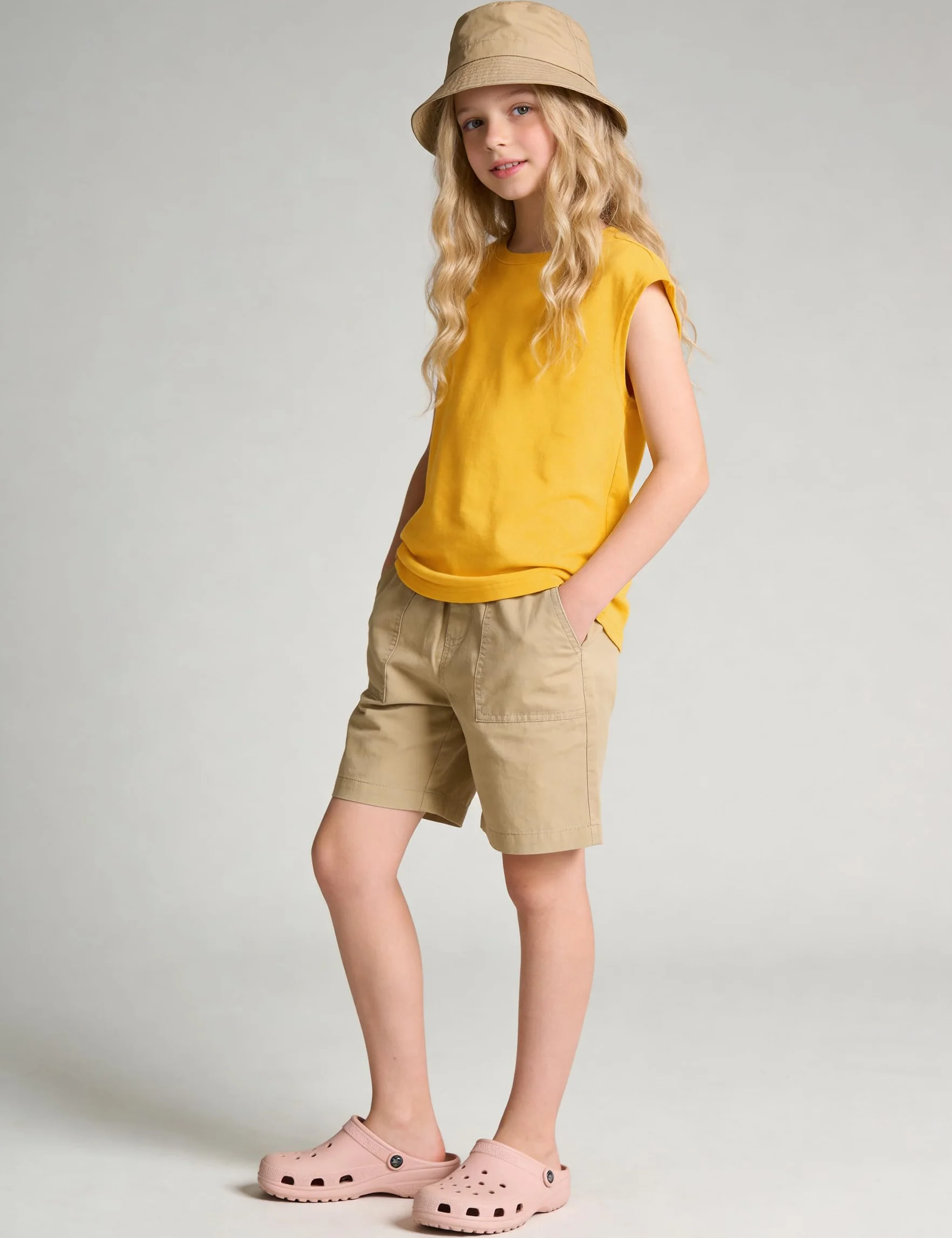 T-Shirt Fille Manches Courtes Enfant Léger Respirant 9-10 Ans Jaune