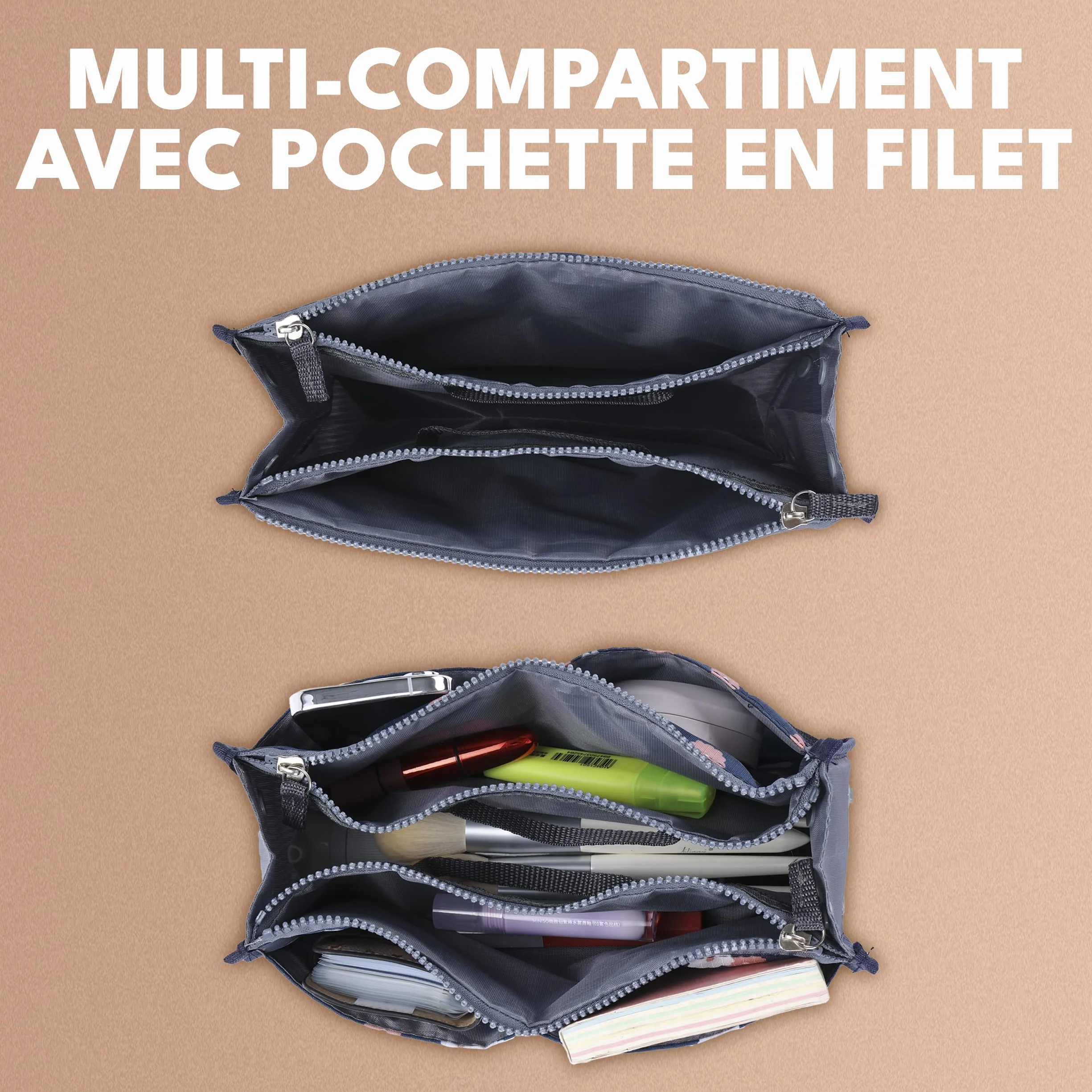 Organisateur De Sac De Voyage à Compartiments Multiples pour Cosmétiques 28,5 x 18,5 x 10cm