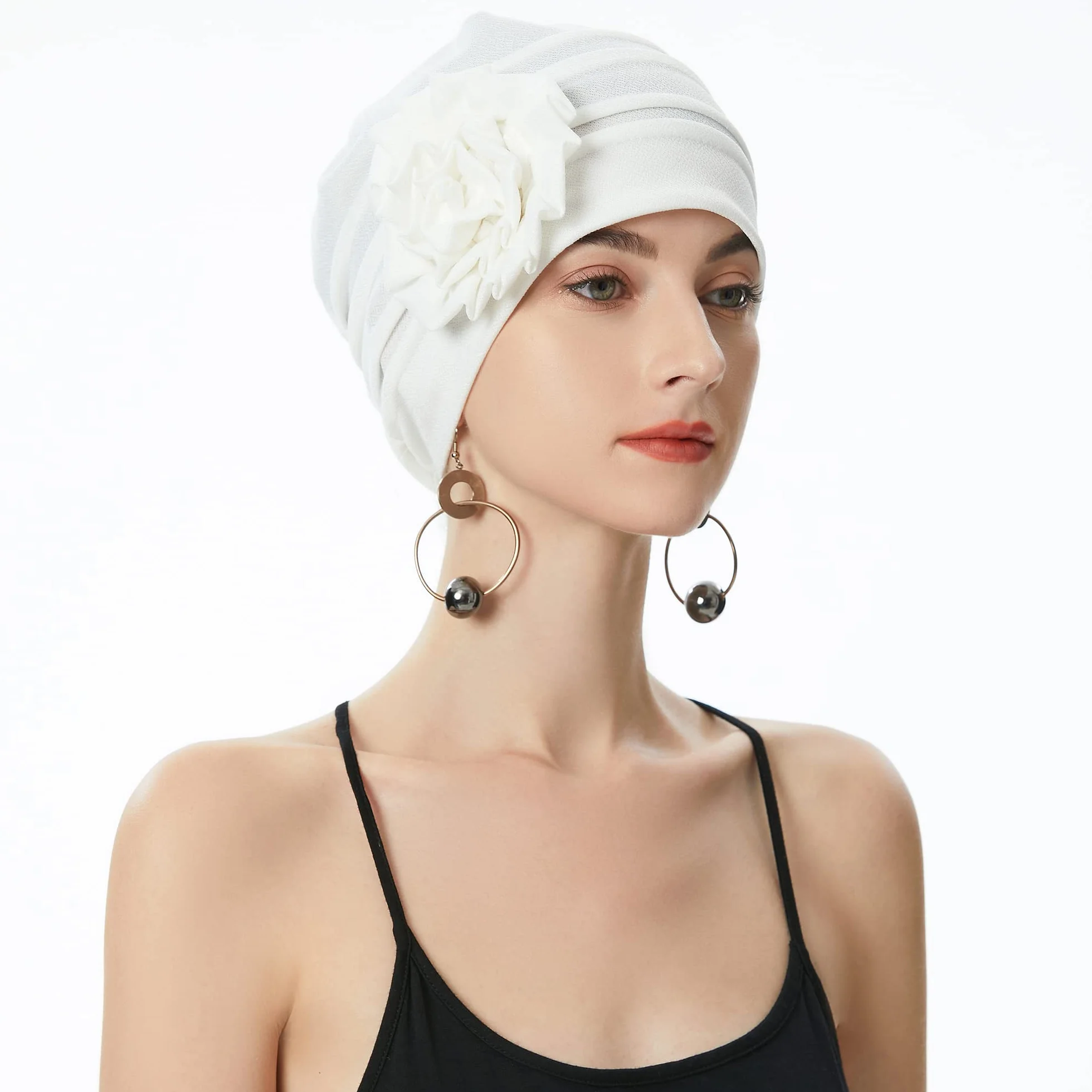 Bonnet d'été élastique pour Femme avec Fleurs